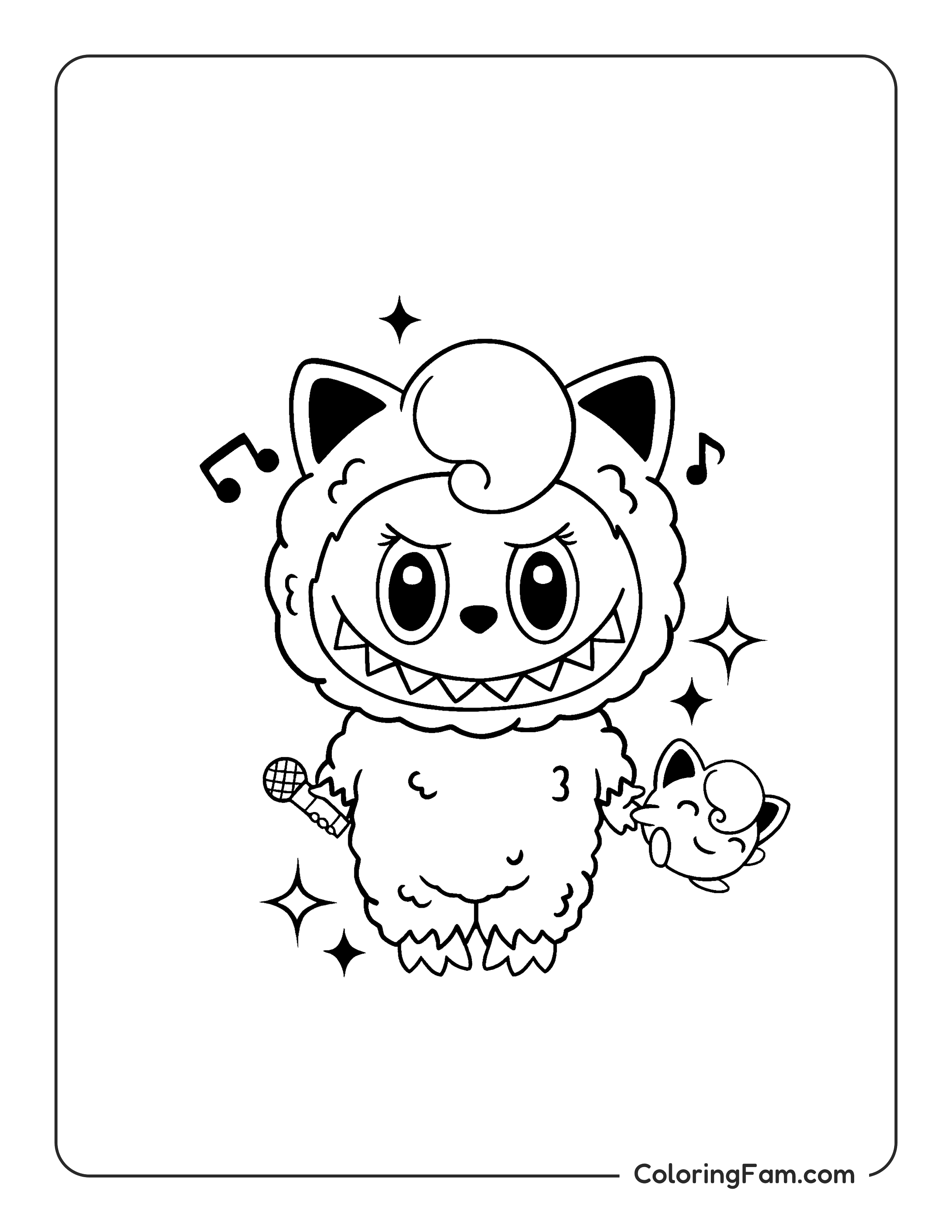Labubu dressed as Jigglypuff coloring page