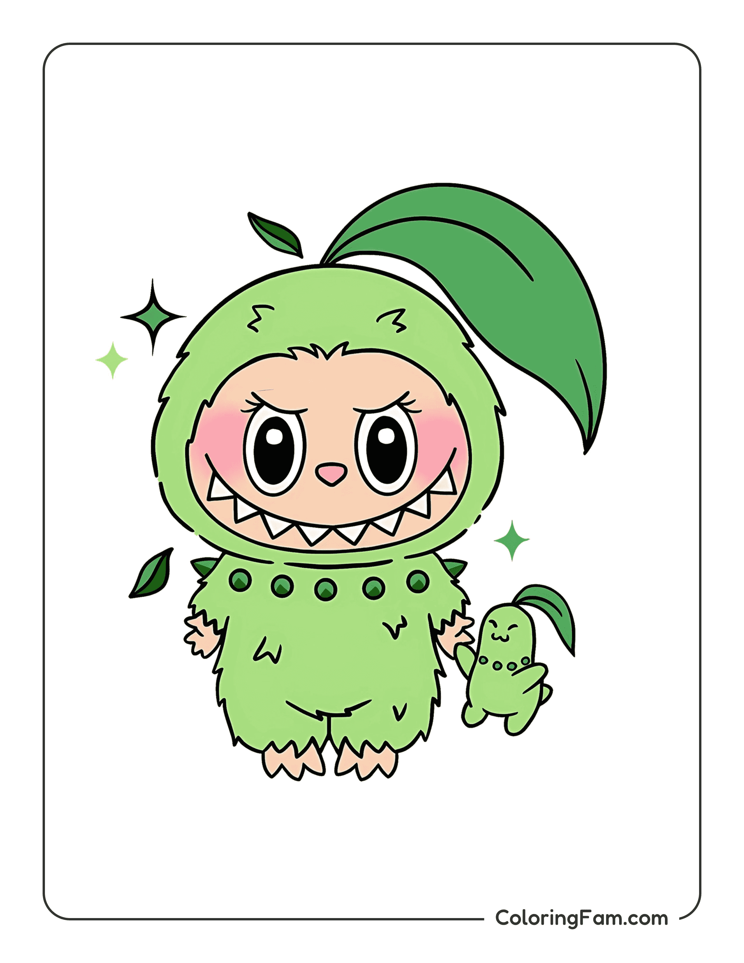 Labubu dressed as Pichu colored coloring page