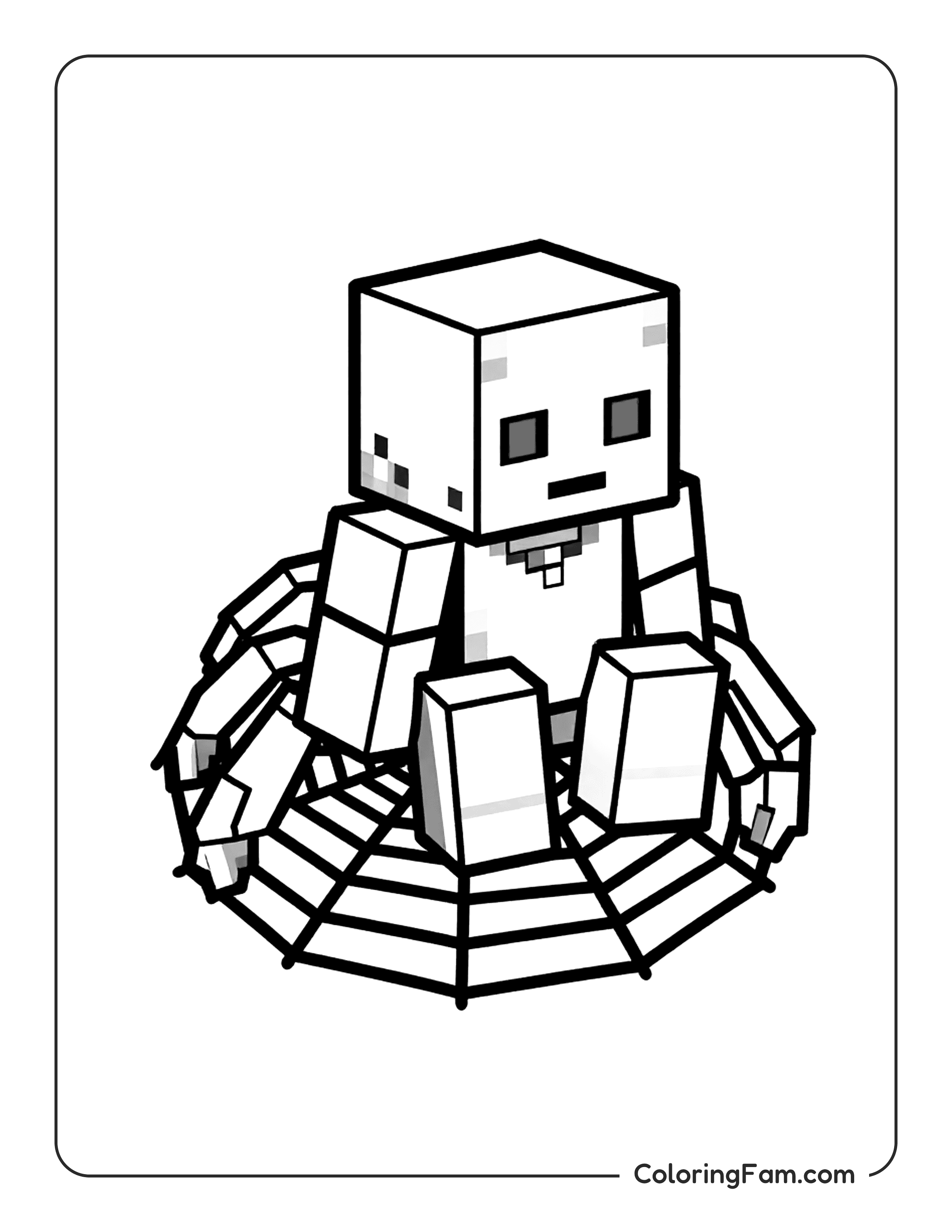Minecraft Cave Spider On Cobweb coloring page