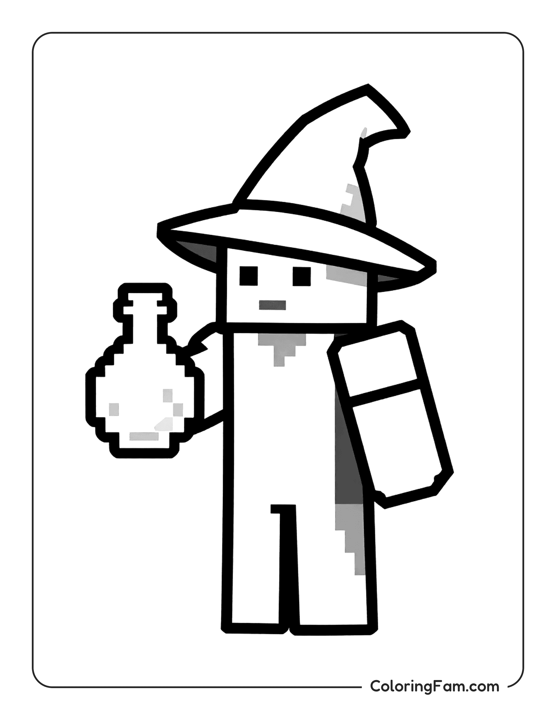 Wizard Holding Potion coloring page