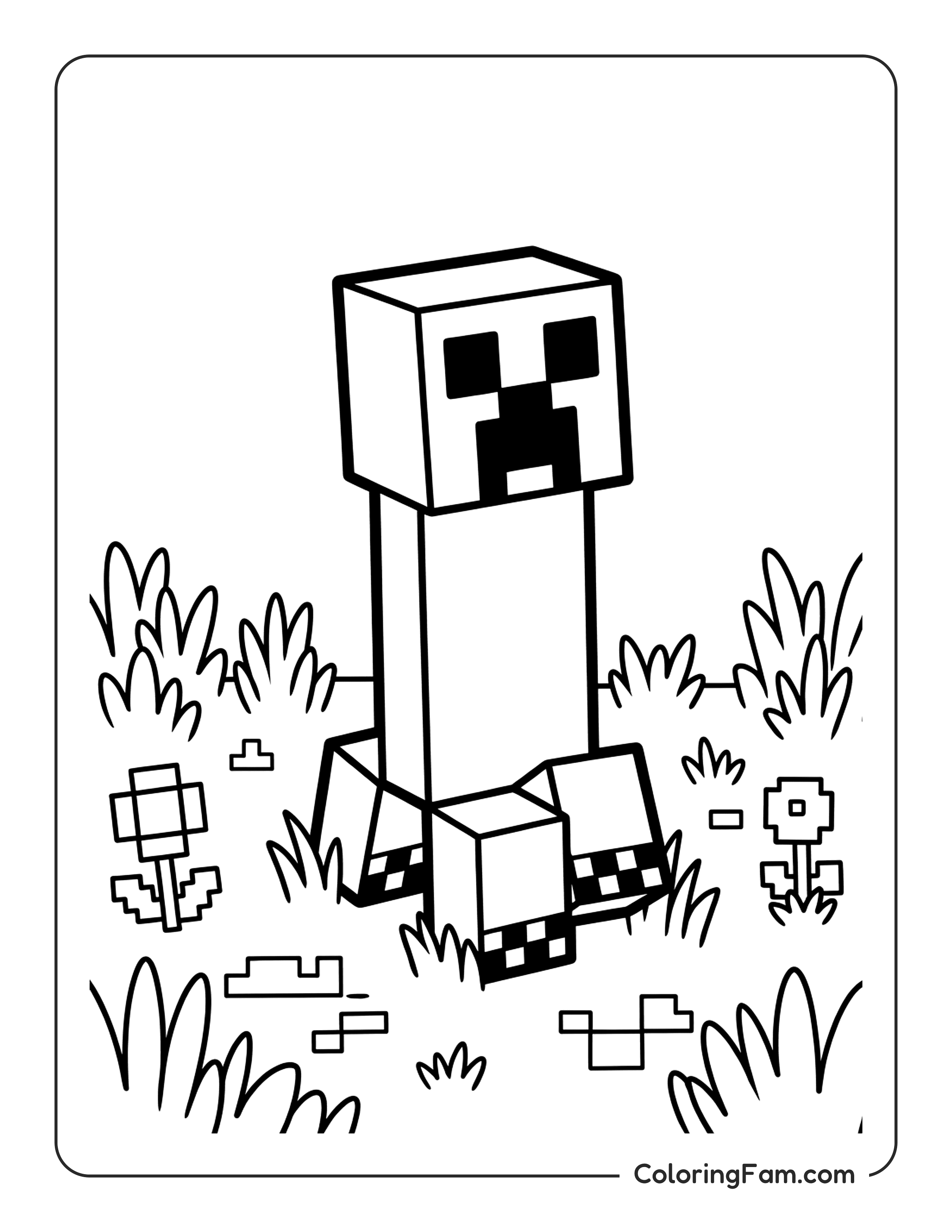 Creeper Standing In Grass coloring page