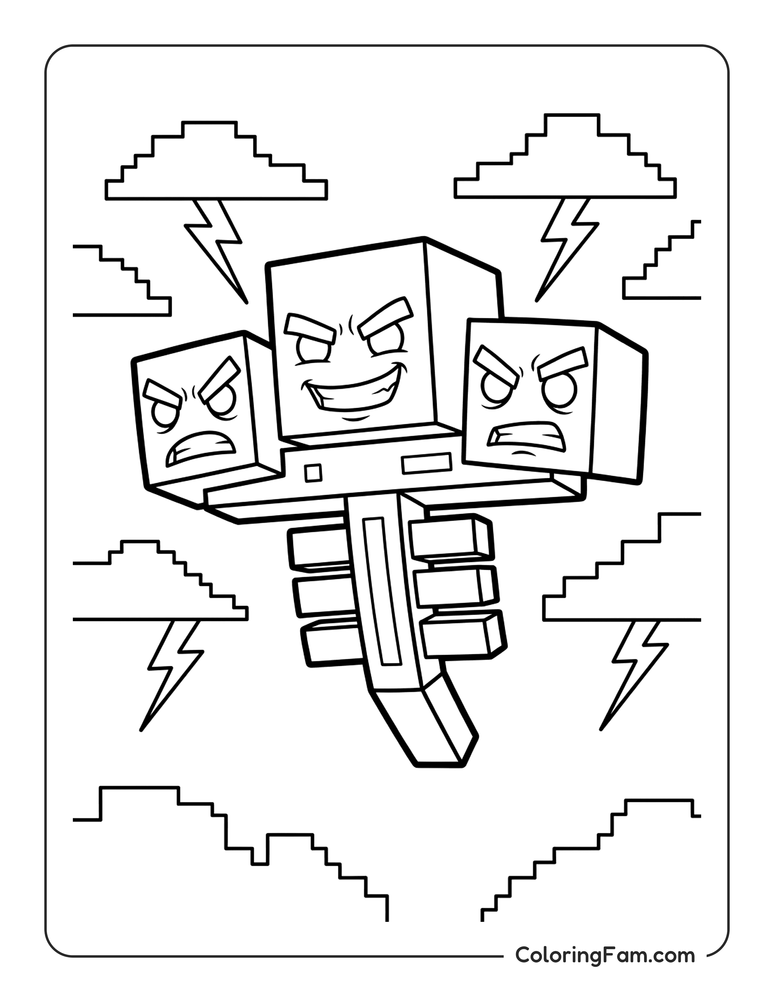 Wither Boss With Lightning coloring page