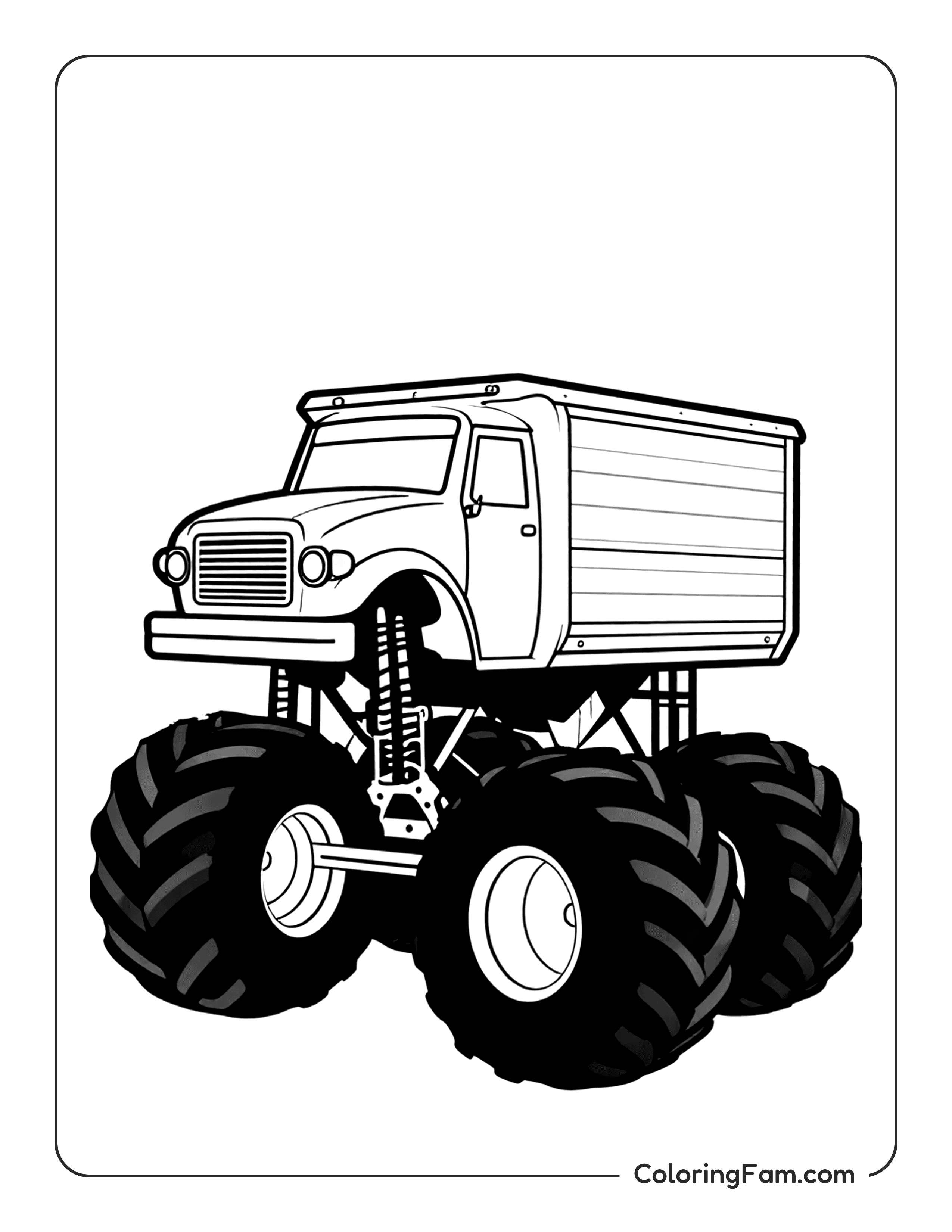 Monster Truck Big Wheels Coloring Page Coloringfam 01