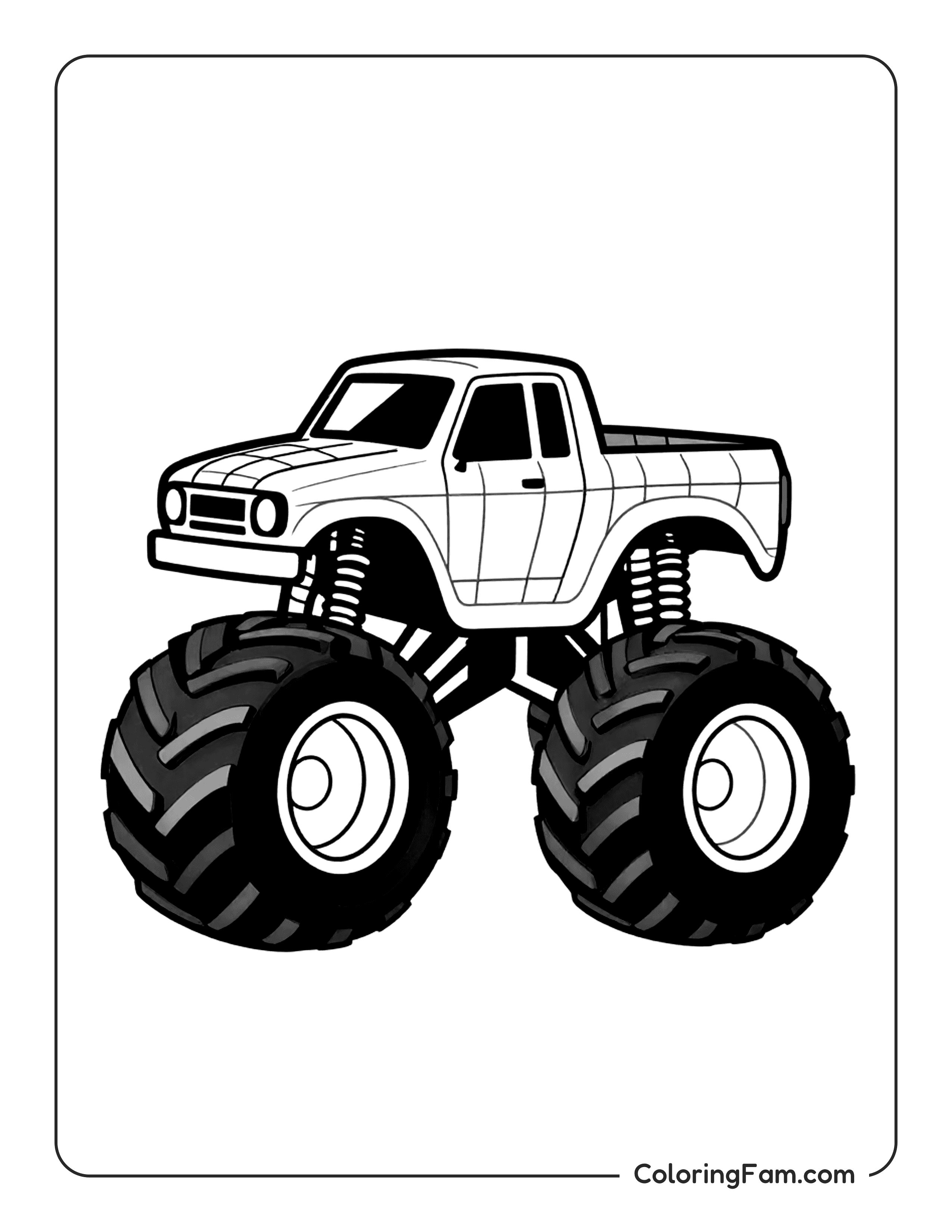 Monster Truck Big Wheels Coloring Page Coloringfam