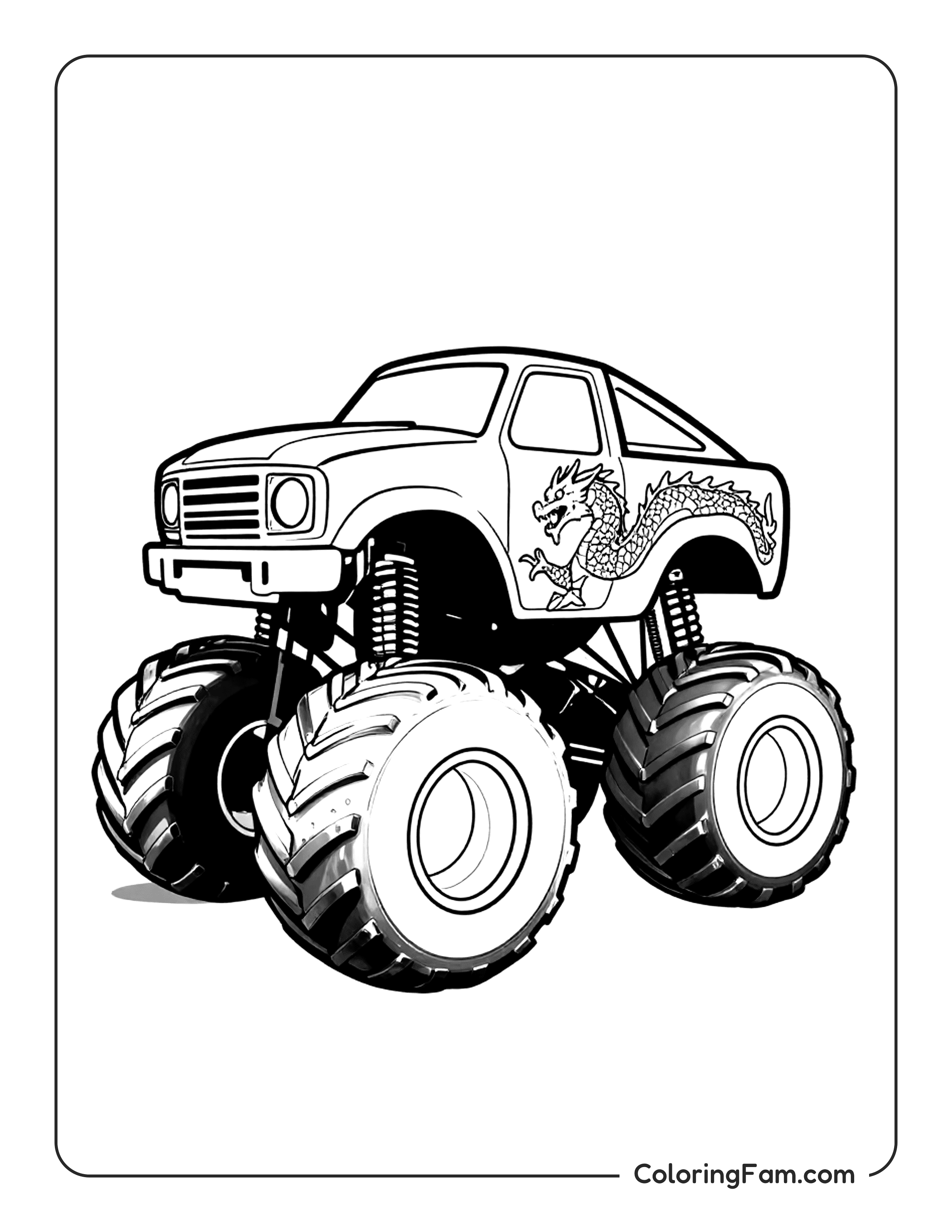 Monster Truck Dragon Decal Coloring Page Coloringfam