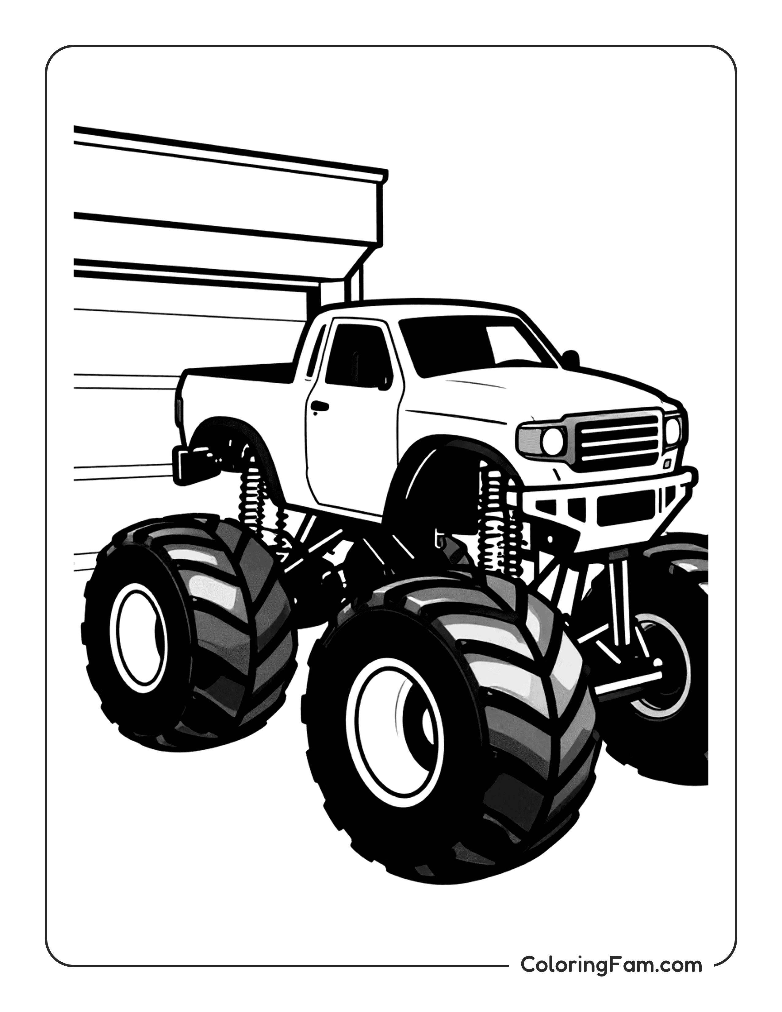 Monster Truck Front Garage Coloring Page Coloringfam