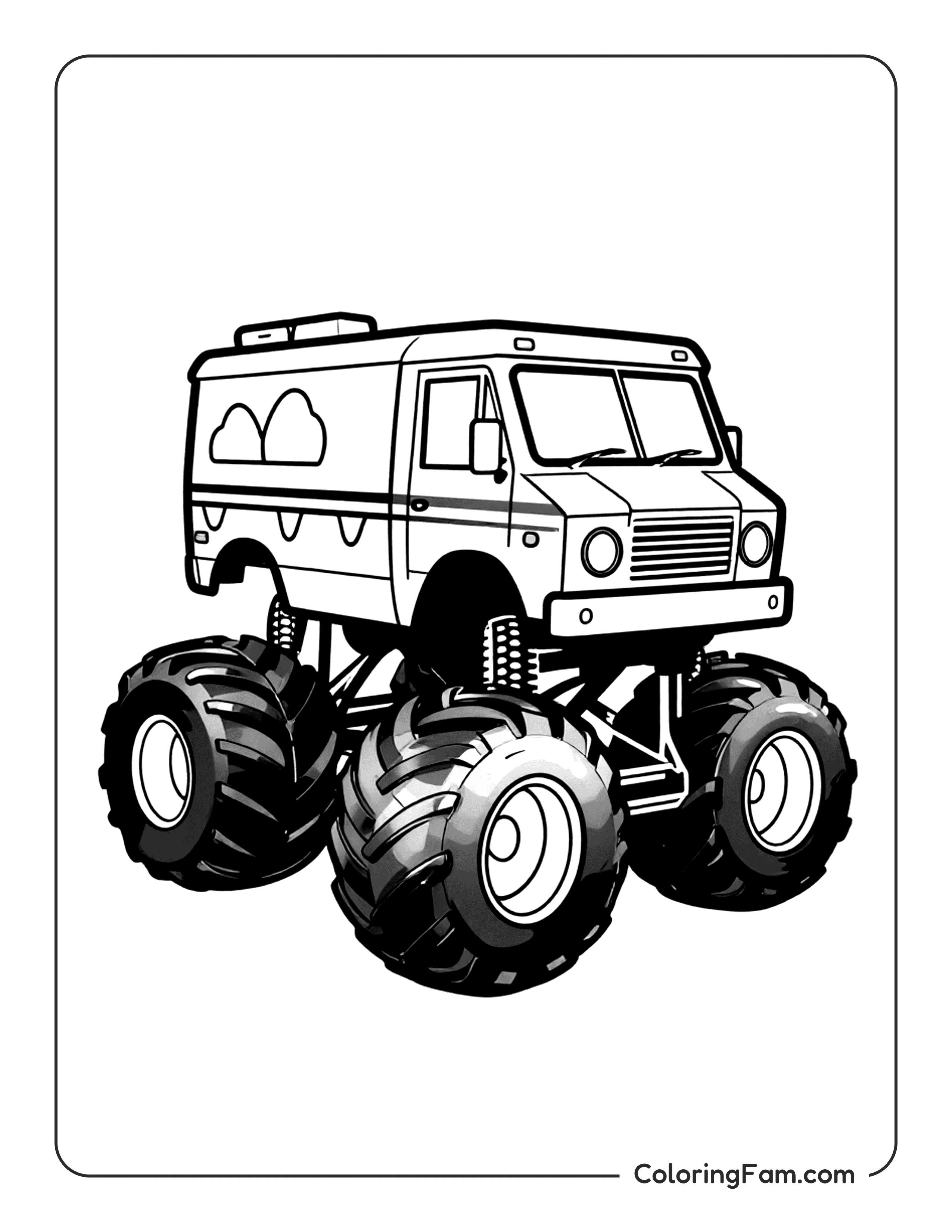 Monster Truck Ice Cream Truck Coloring Page Coloringfam