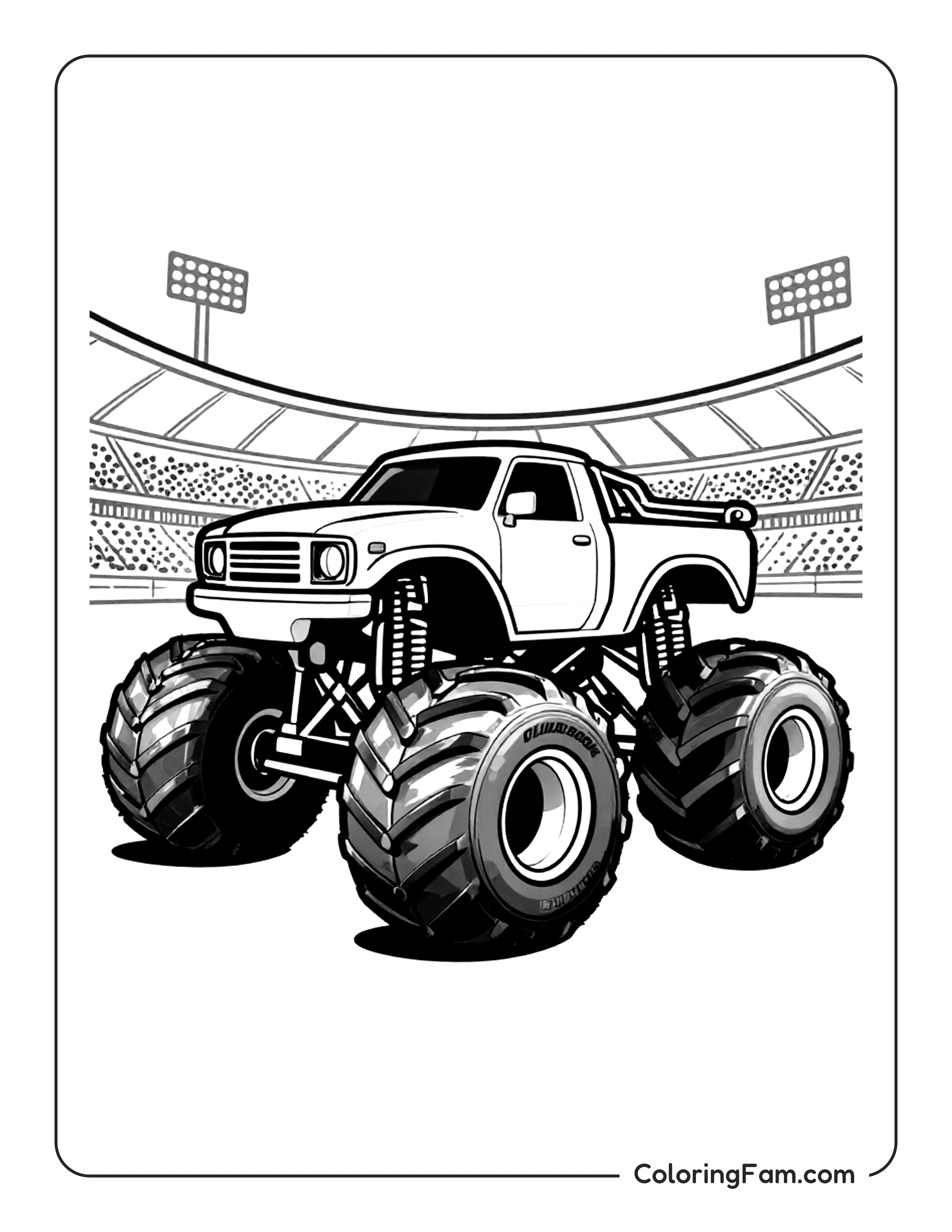 Monster Truck In Stadium Coloring Page Coloringfam