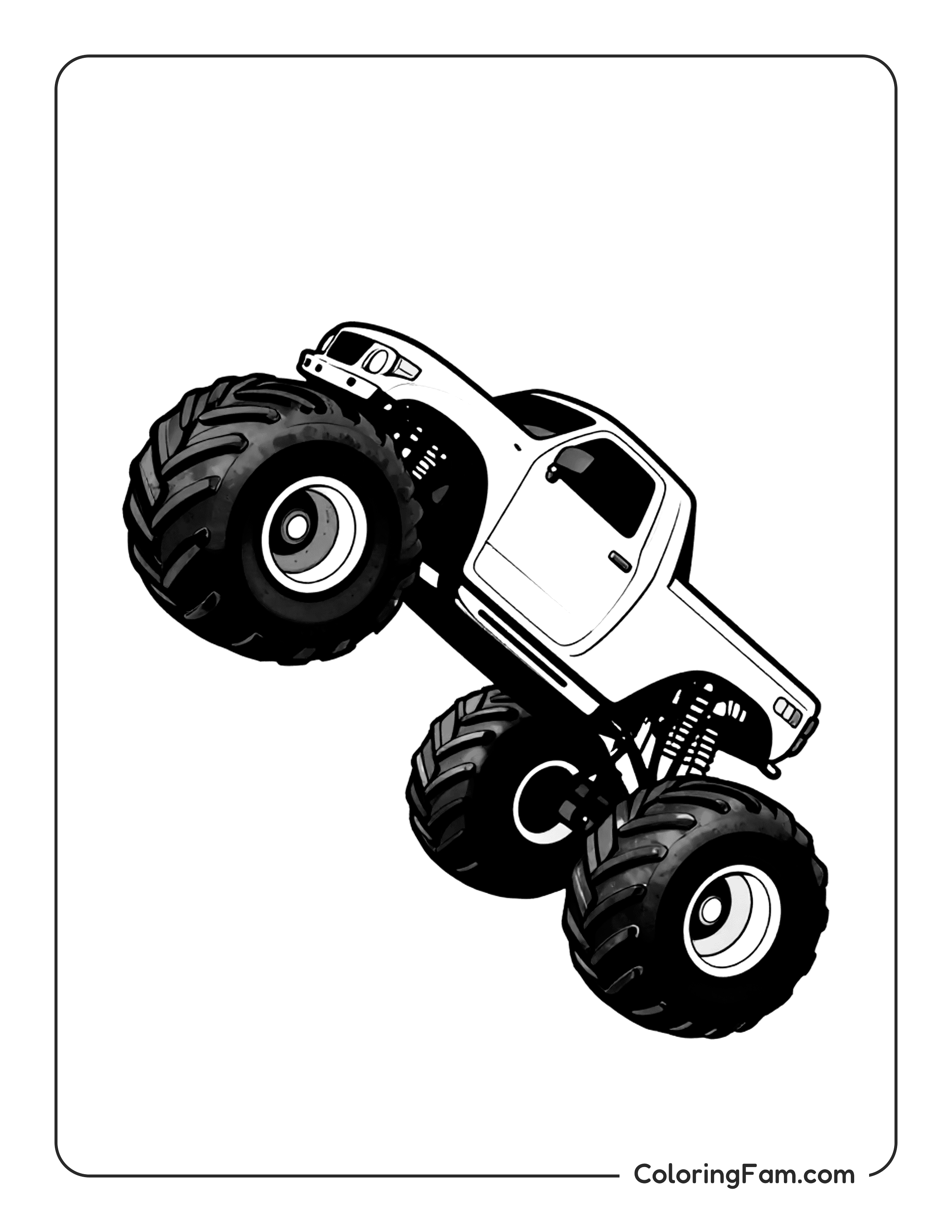 Monster Truck Jumping Air Coloring Page Coloringfam
