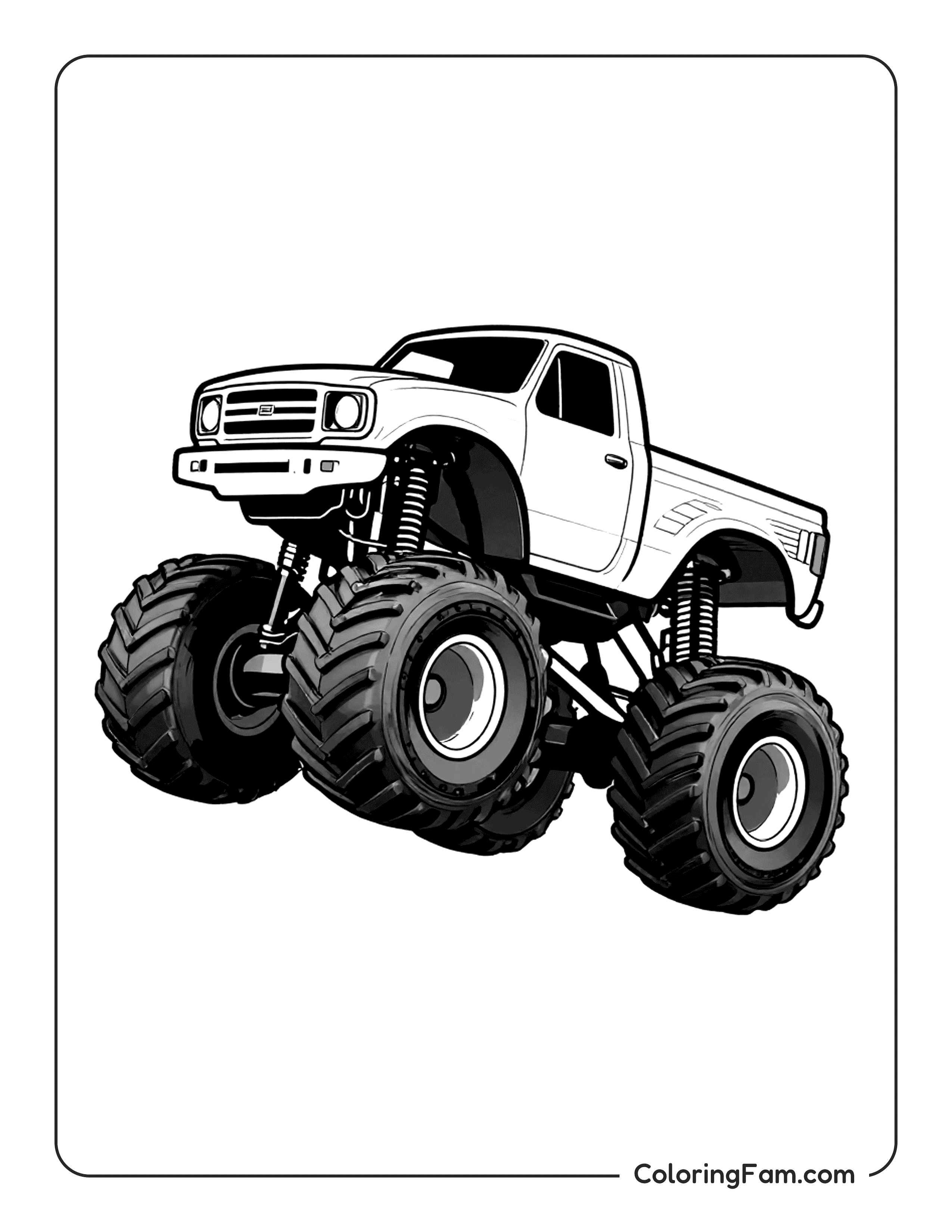 Monster Truck Jumping Coloring Page Coloringfam 01