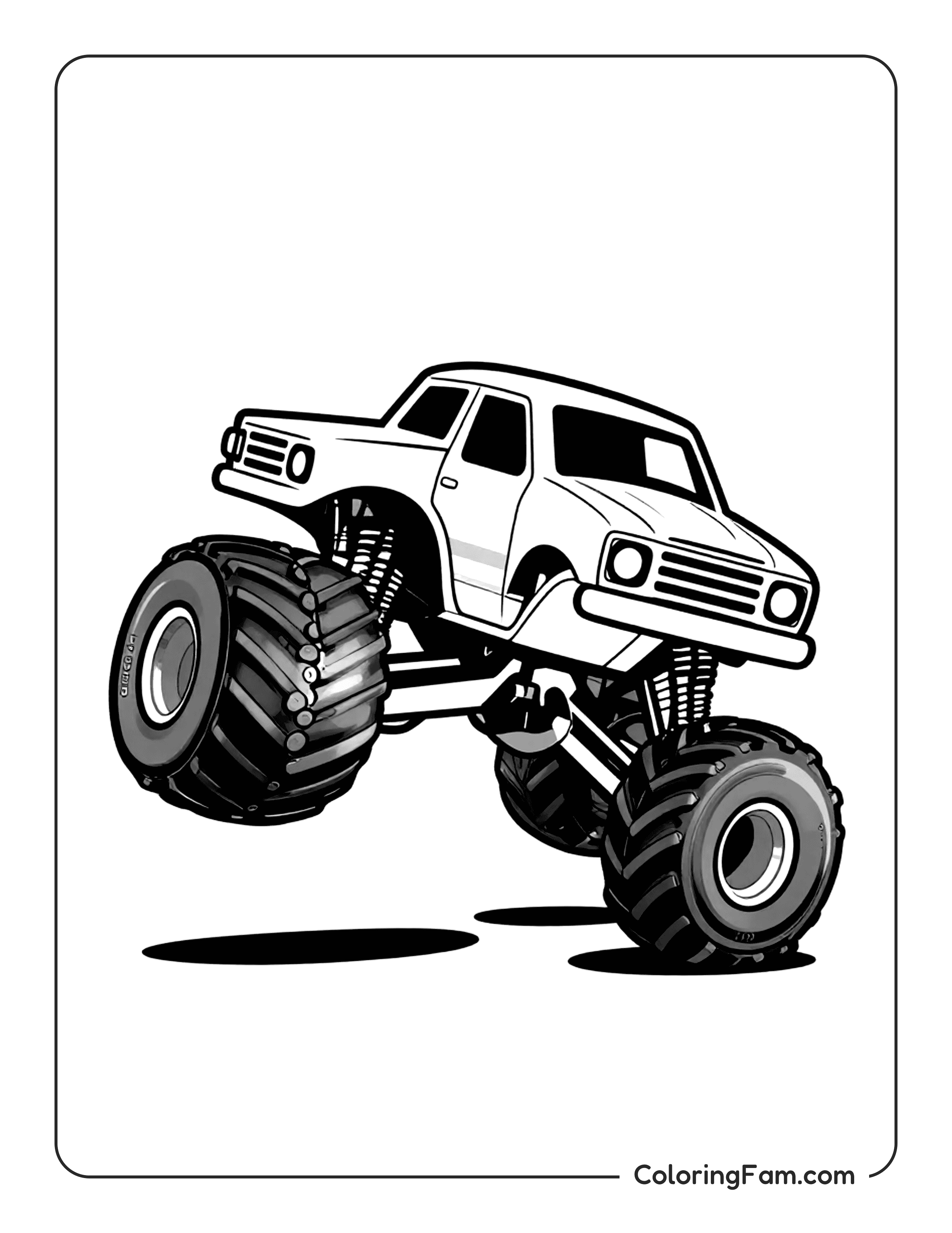 Monster Truck Jumping Coloring Page Coloringfam 02