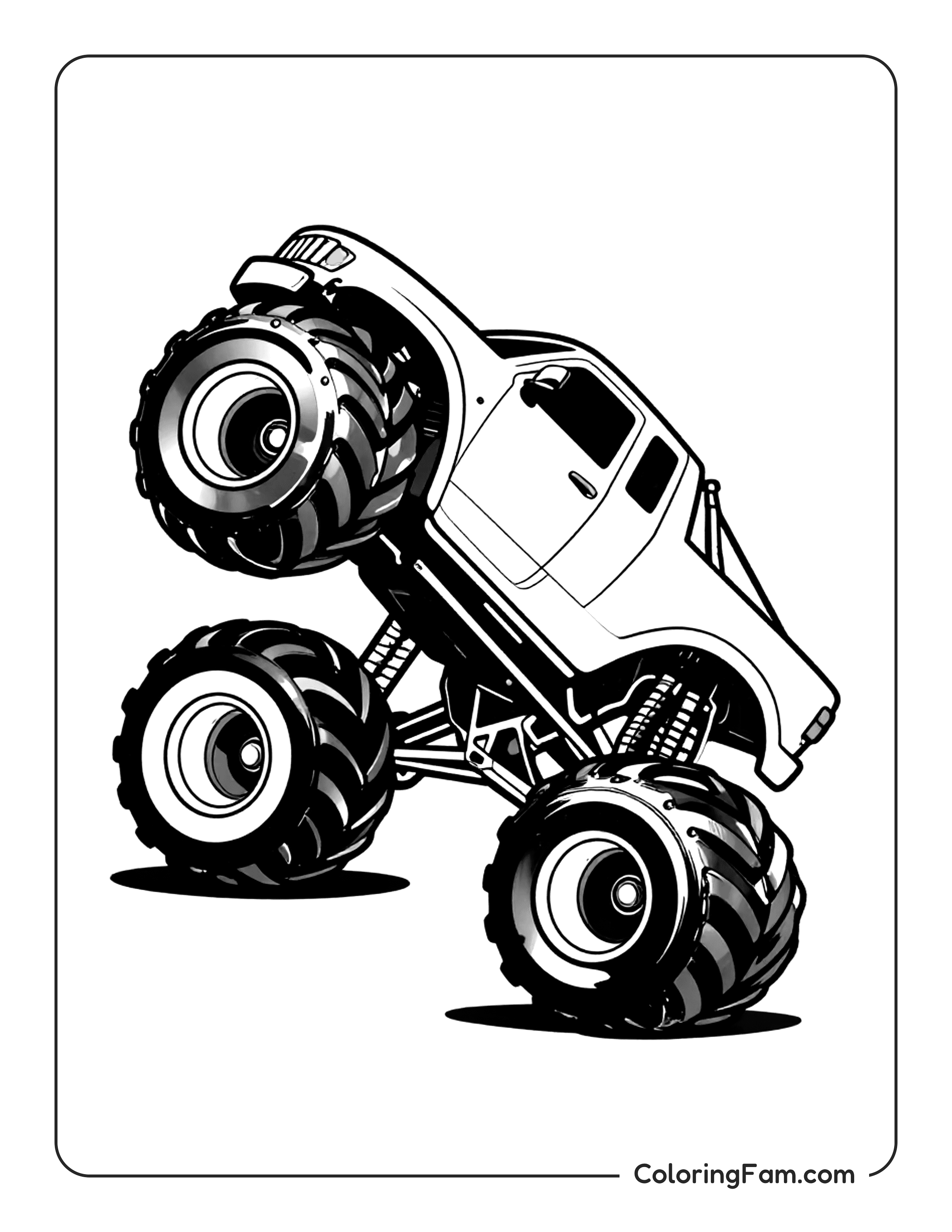 Monster Truck Jumping Coloring Page Coloringfam