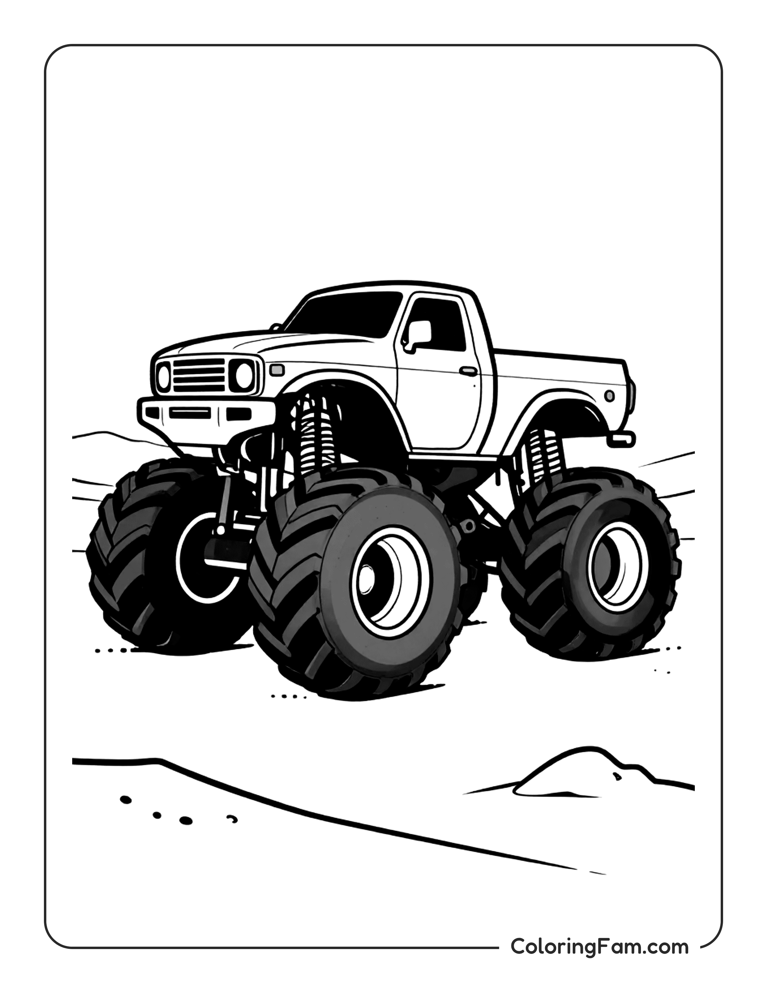 Monster Truck On Desert Coloring Page Coloringfam