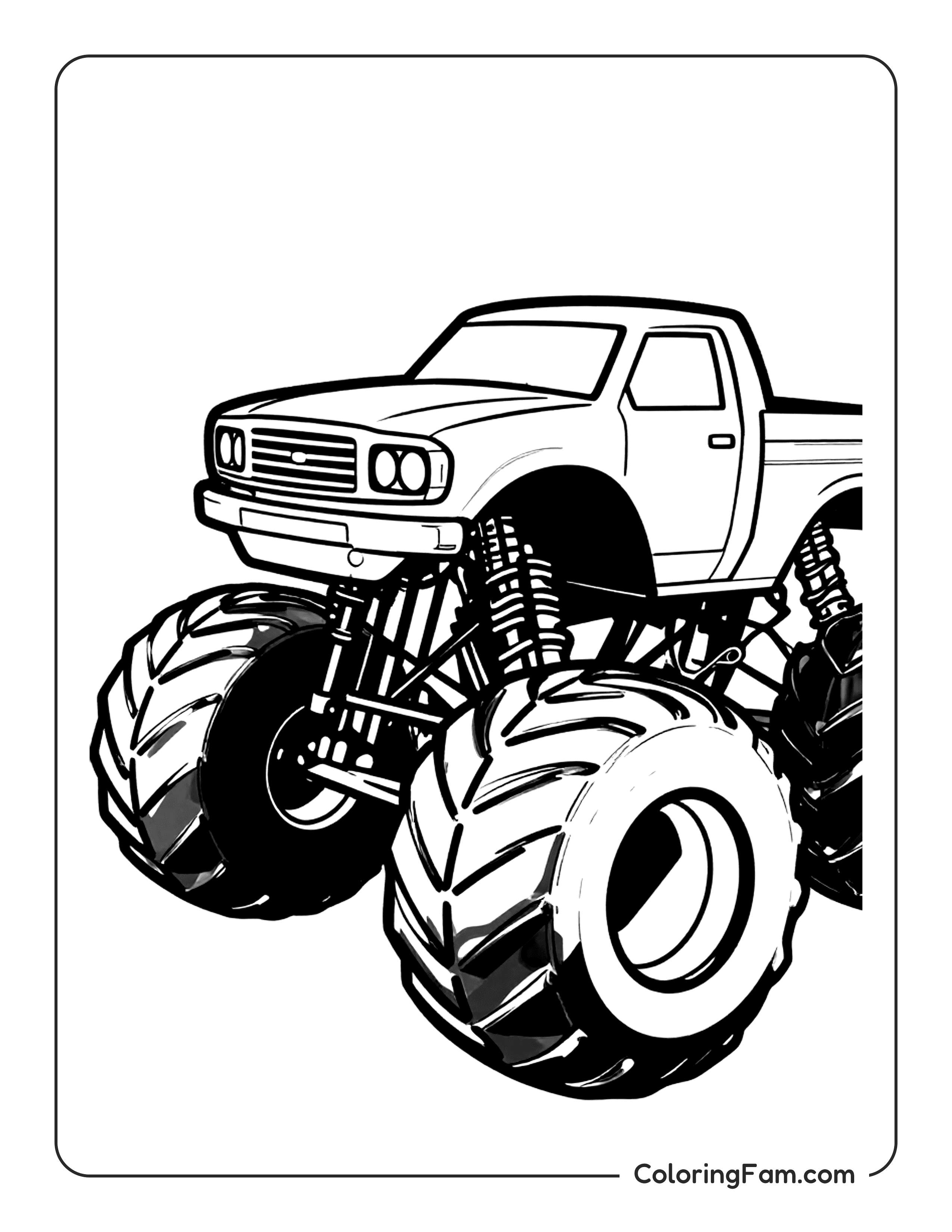 Monster Truck Outline Coloring Page Coloringfam