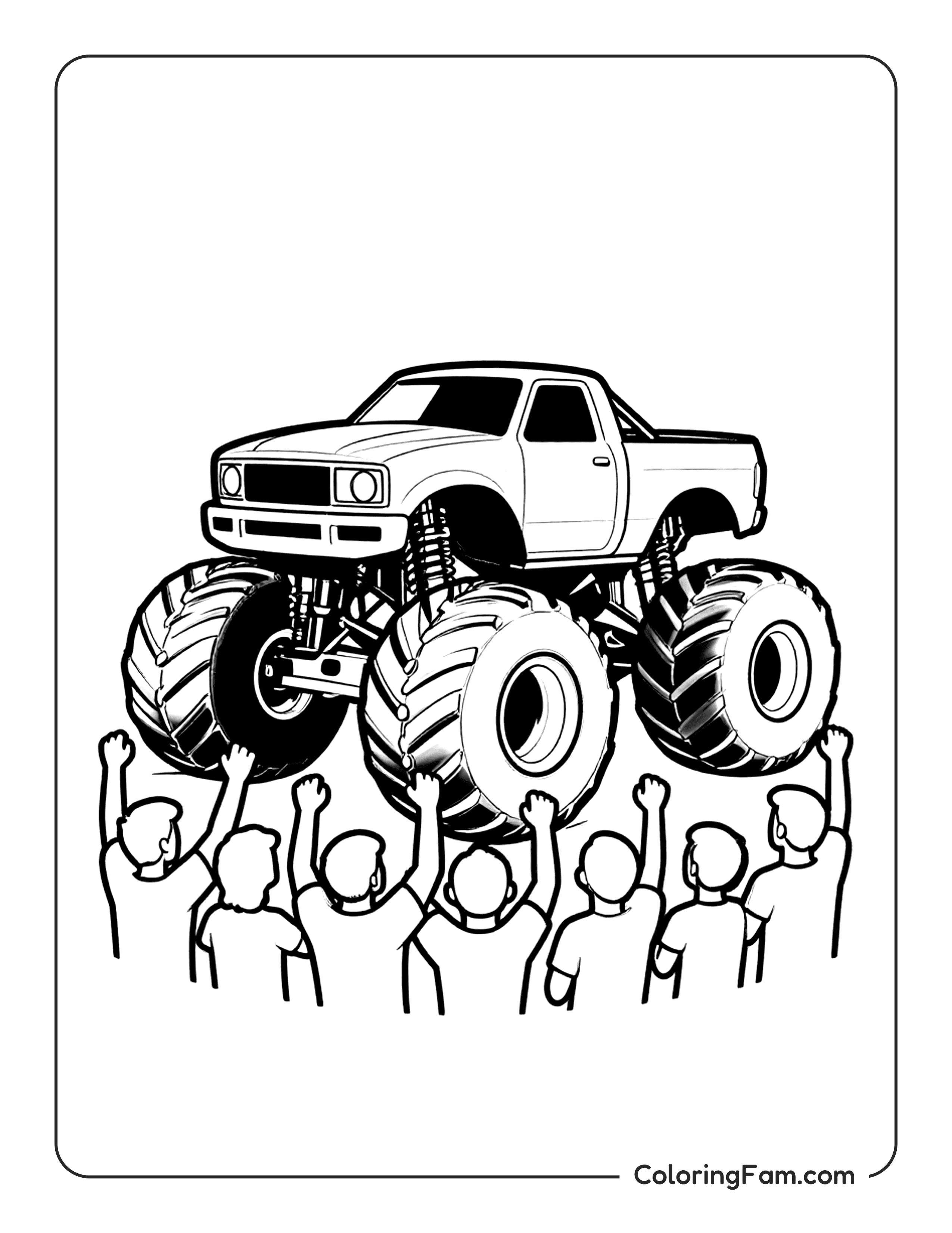 Monster Truck Over Fans Coloring Page Coloringfam