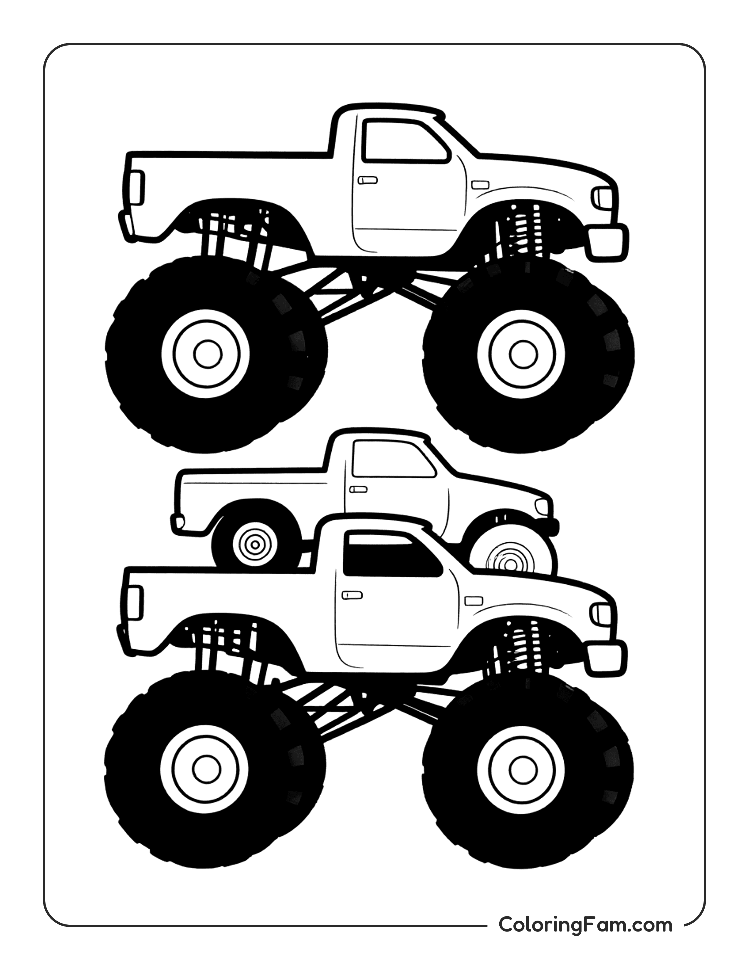 Monster Truck Stacking Vehicles Coloring Page Coloringfam