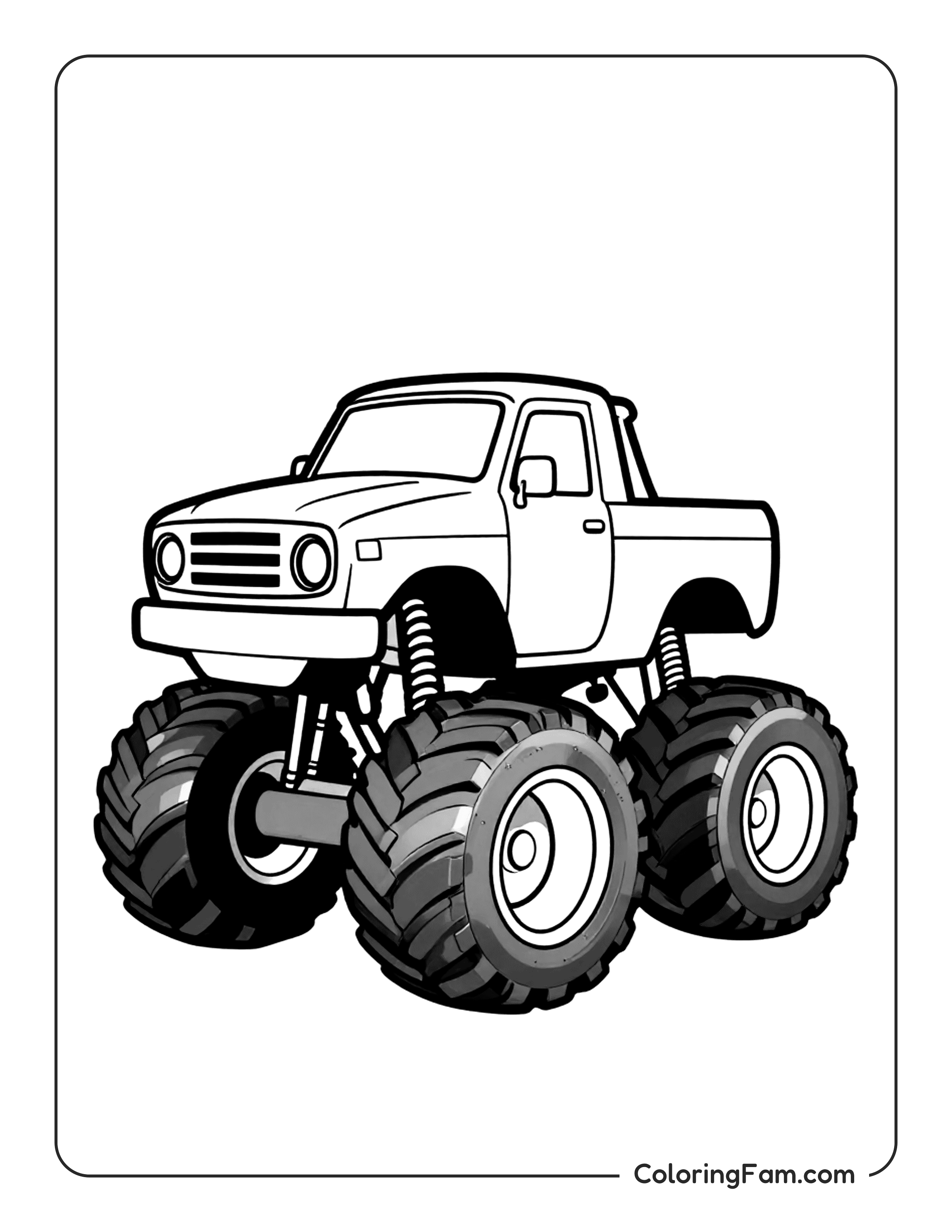 Monster Truck Standing Still Coloring Page Coloringfam 01