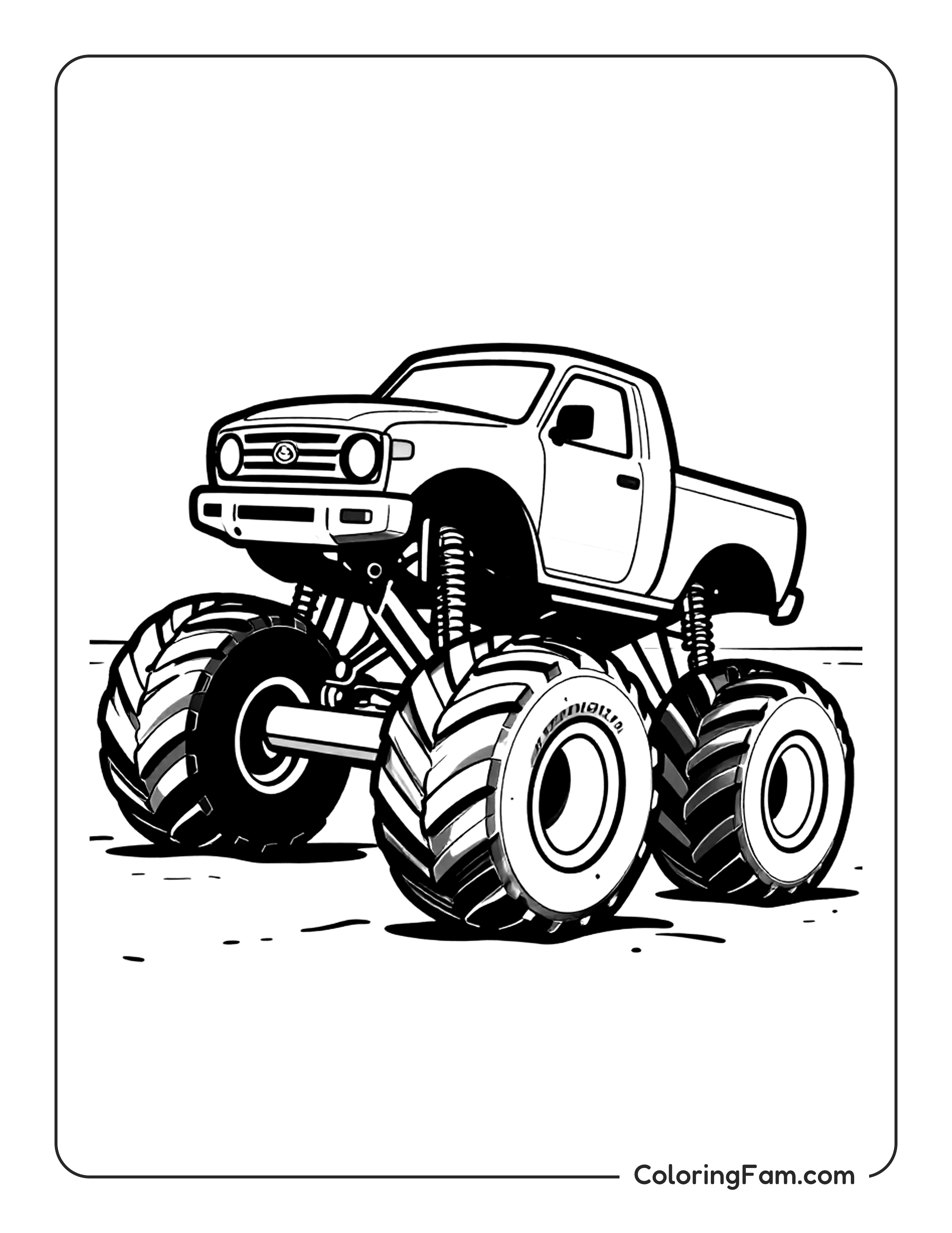 Monster Truck Standing Still Coloring Page Coloringfam 02