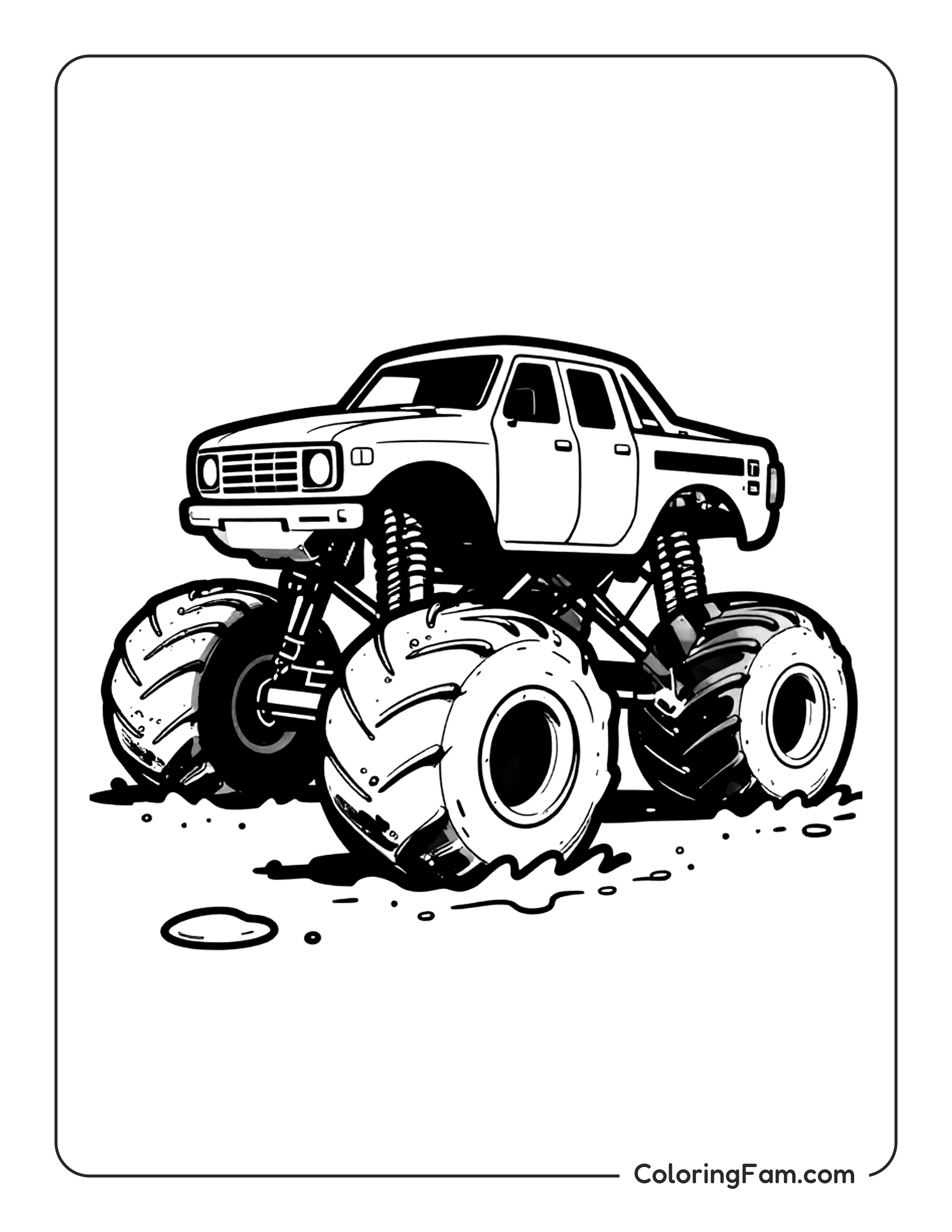 Monster Truck Standing Still Coloring Page Coloringfam