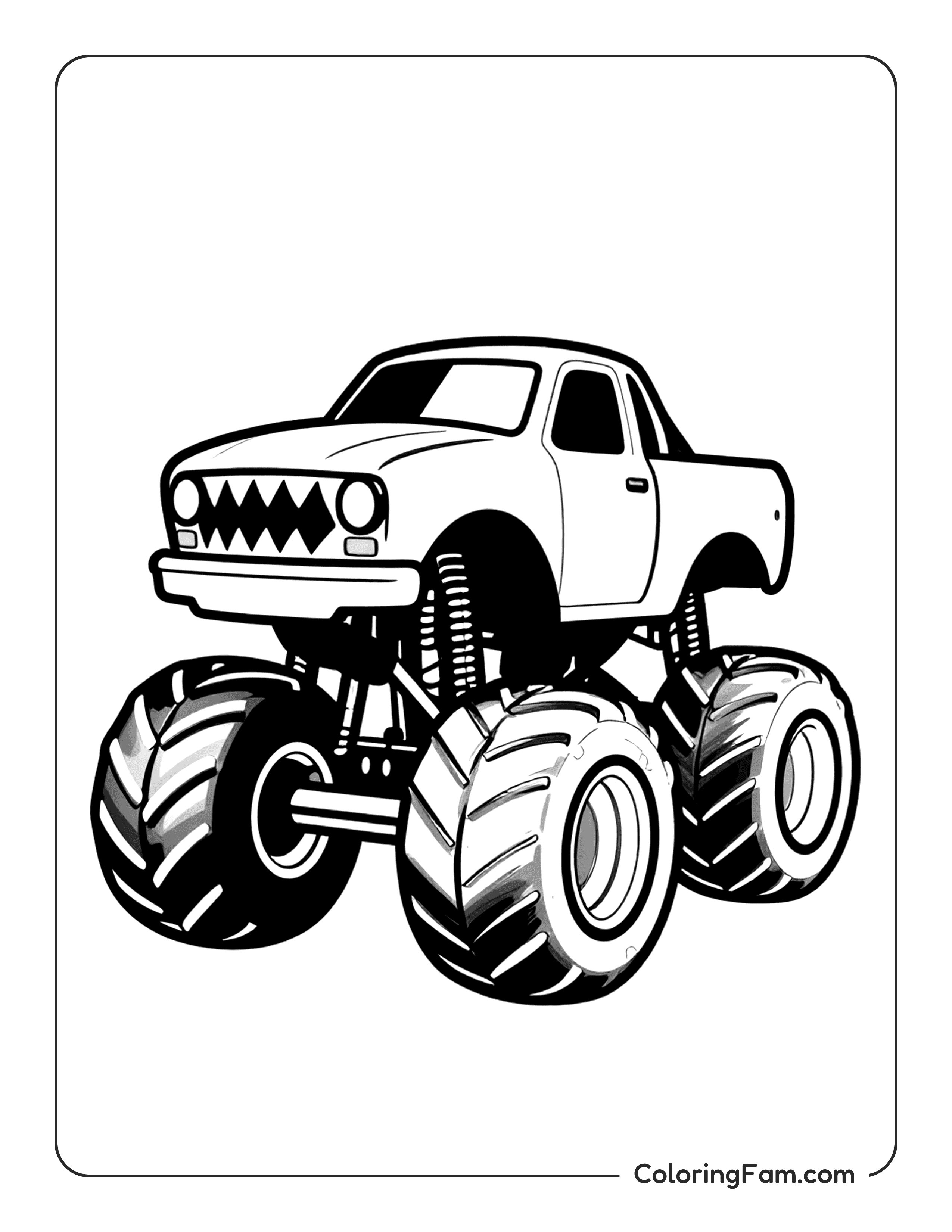 Monster Truck With Big Tires Coloring Page Coloringfam