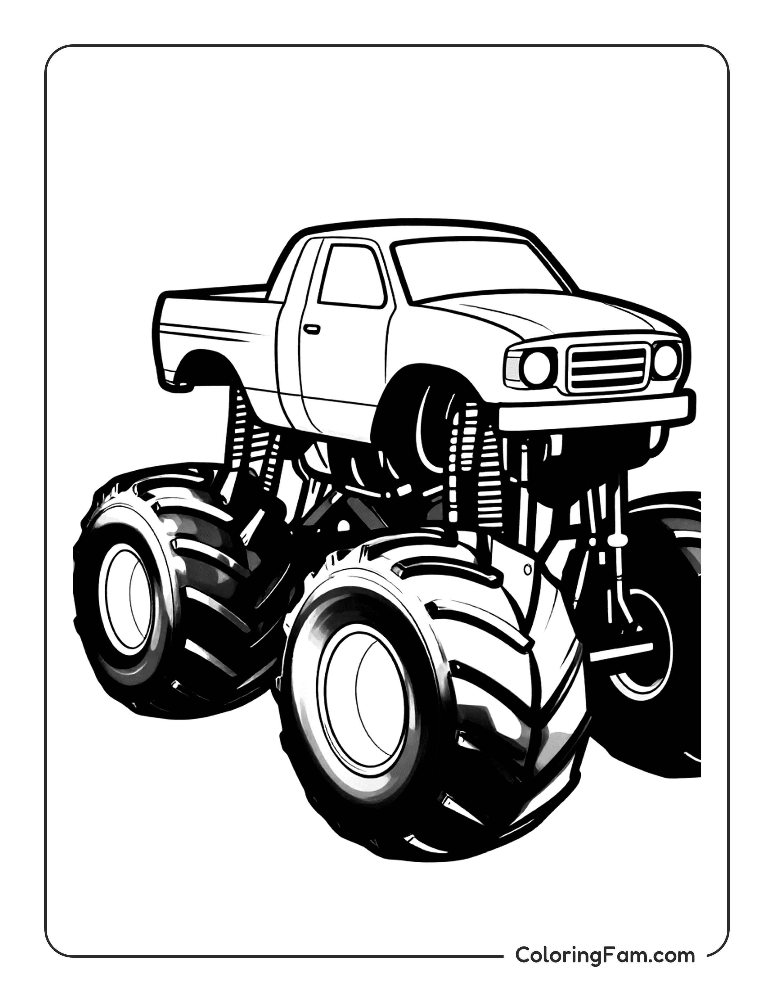 Monster Truck With Big Wheels Coloring Page Coloringfam 03