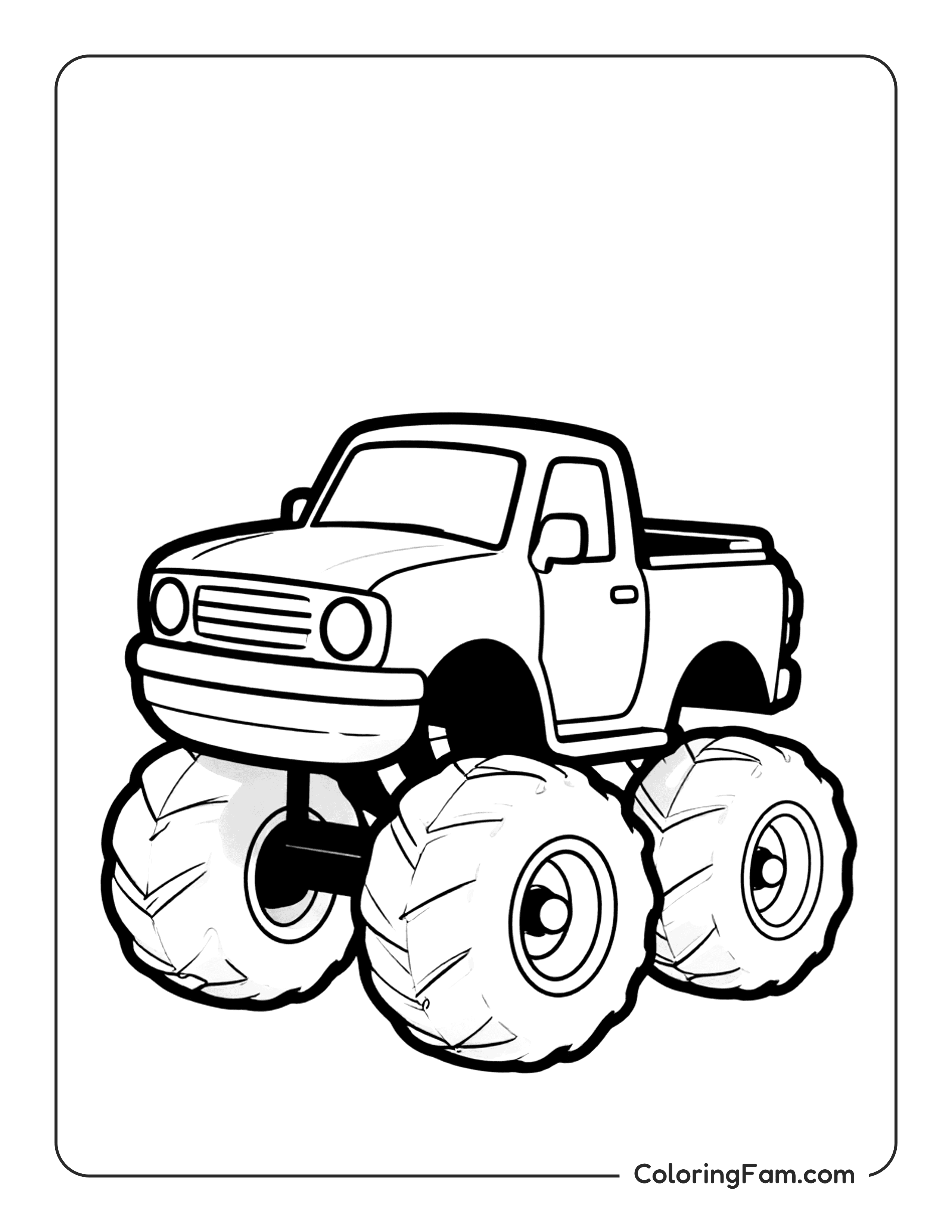Monster Truck With Big Wheels Coloring Page Coloringfam 05