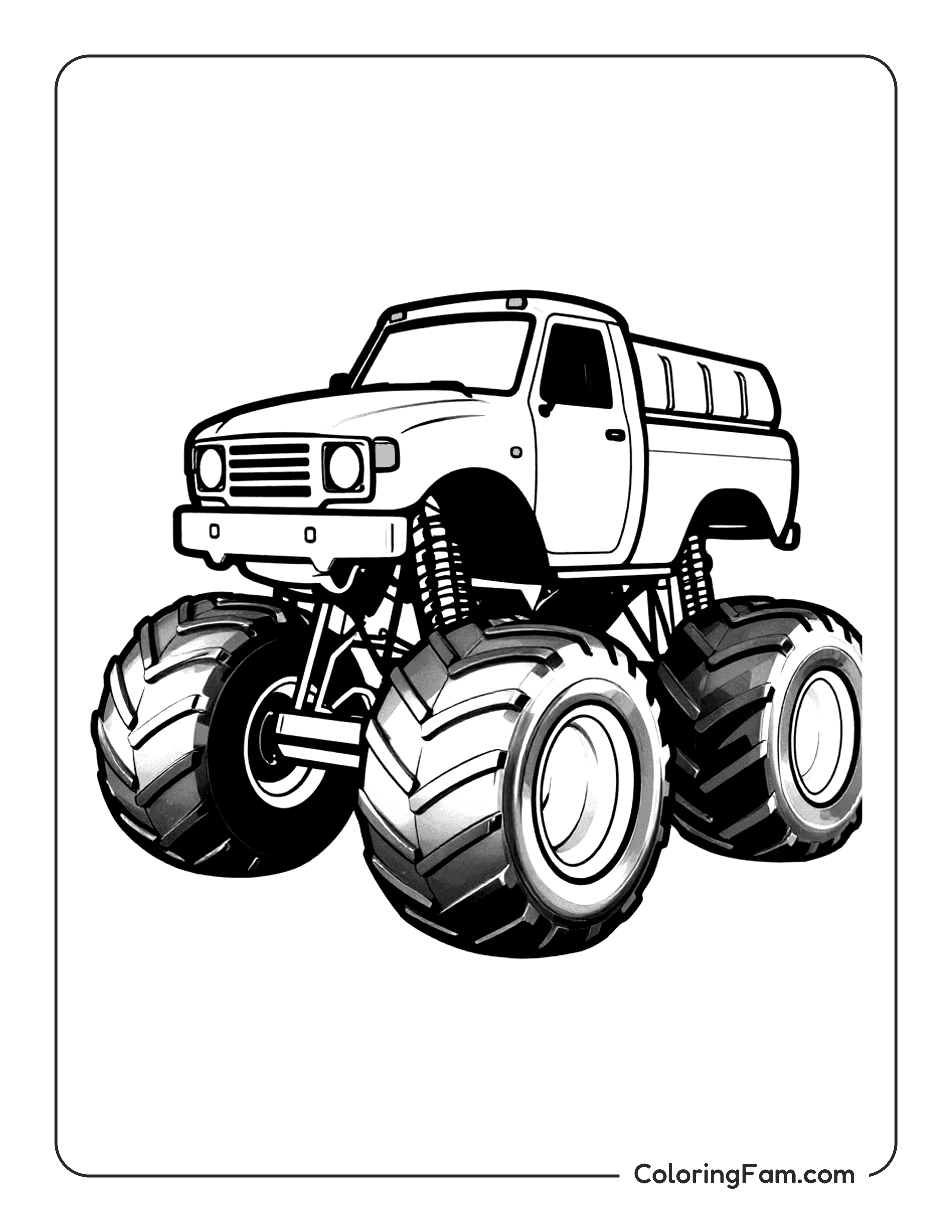 Monster Truck With Big Wheels Coloring Page Coloringfam 06