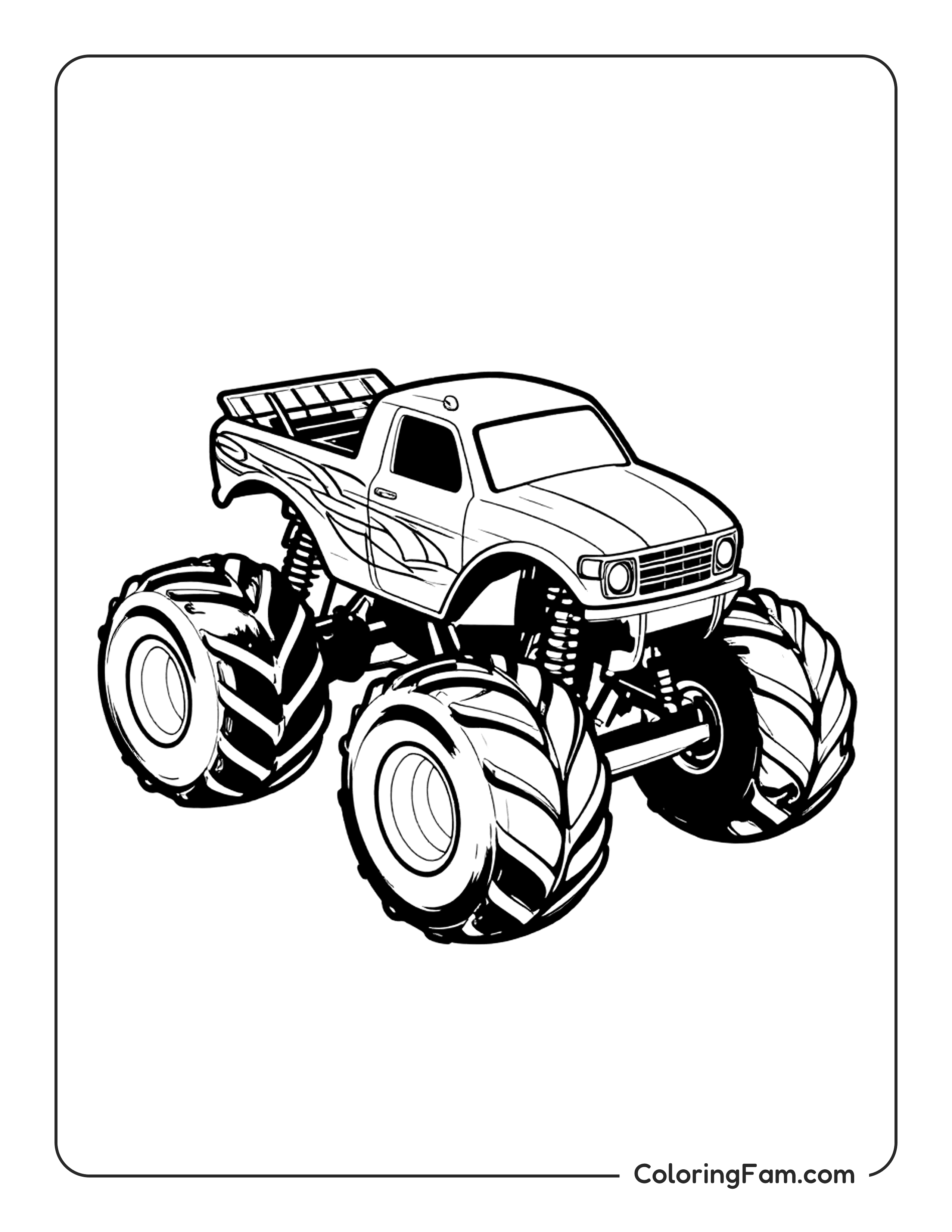Monster Truck With Big Wheels Coloring Page Coloringfam
