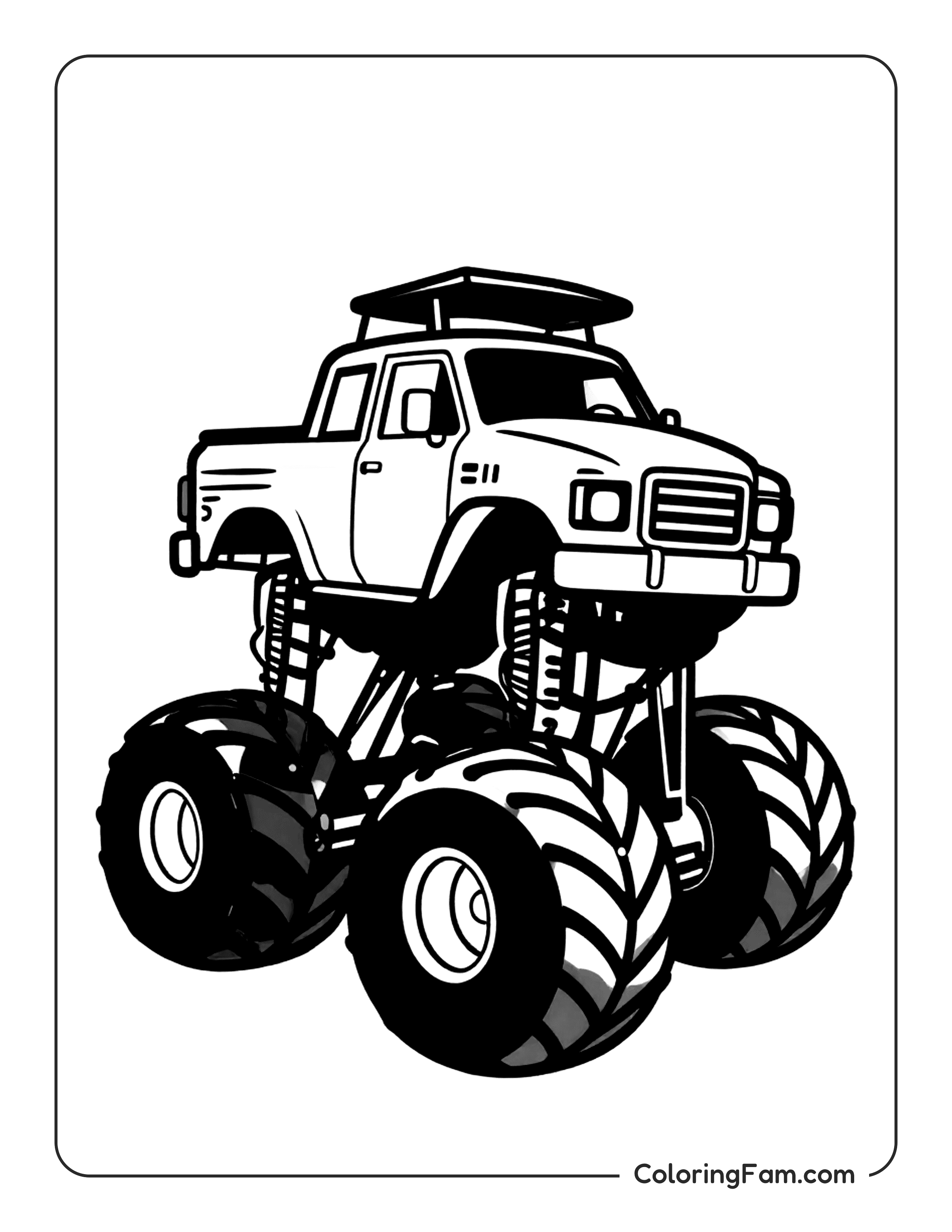 Monster Truck With Roof Rack Coloring Page Coloringfam
