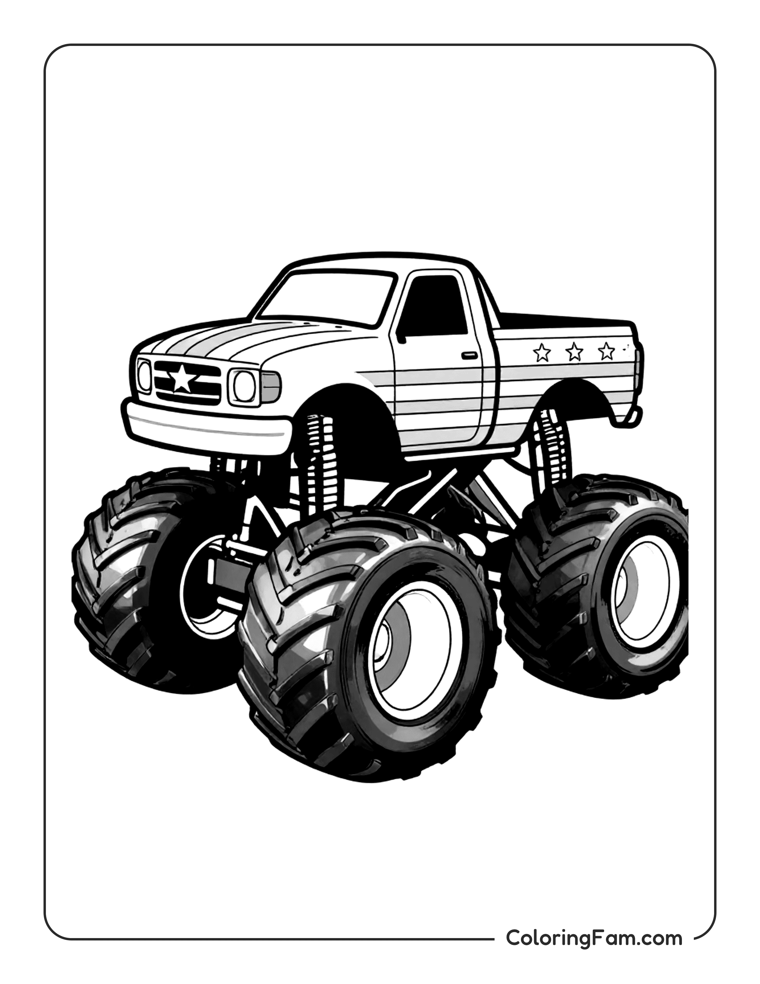 Monster Truck With Stars Coloring Page Coloringfam