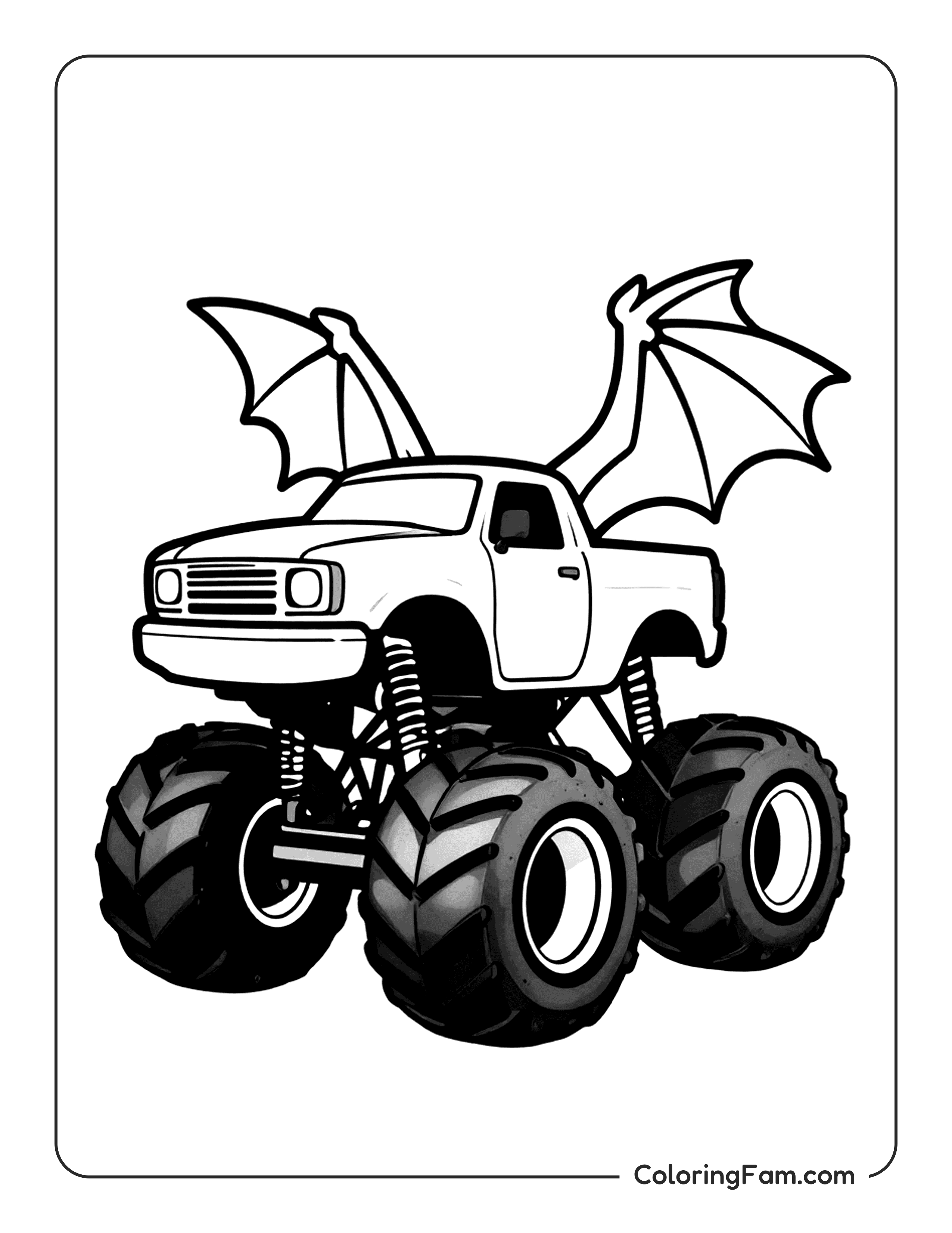 Monster Truck With Wings Coloring Page Coloringfam
