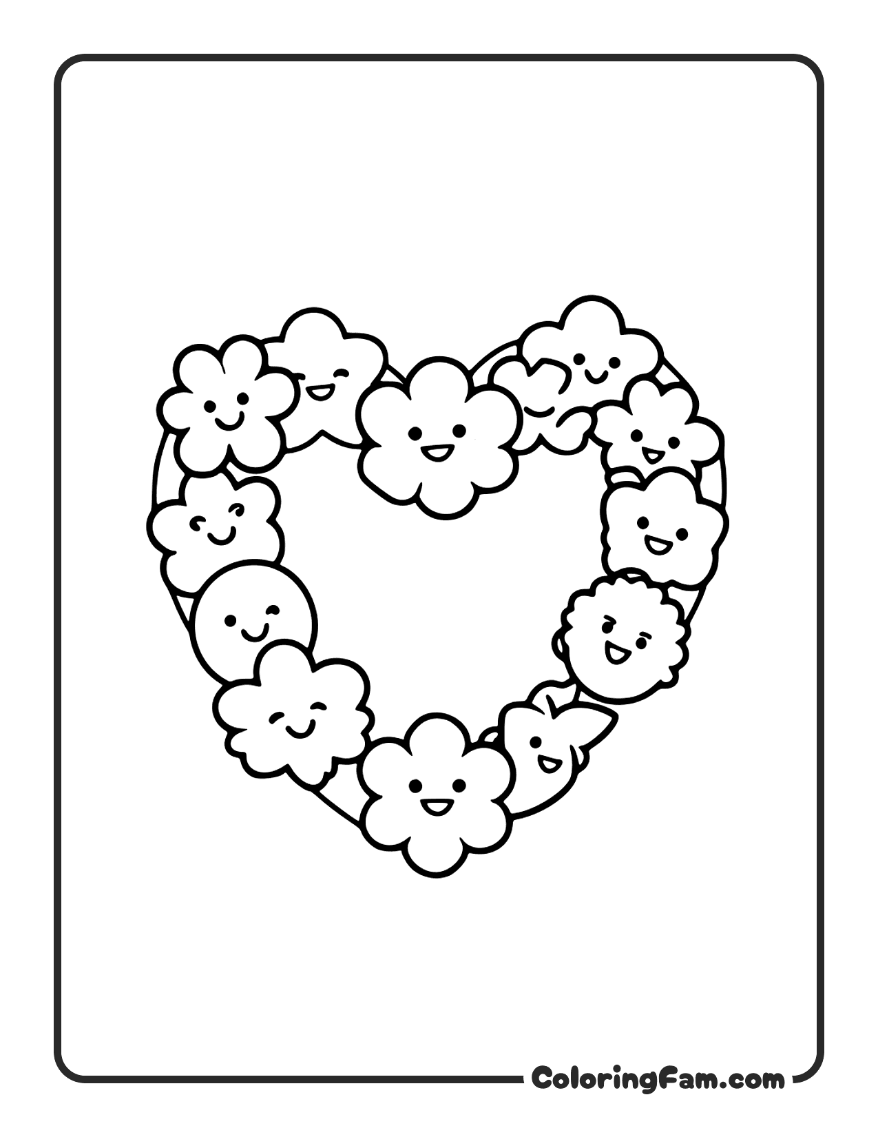 Daisy Heart Wreath Mother's Day 2 coloring page