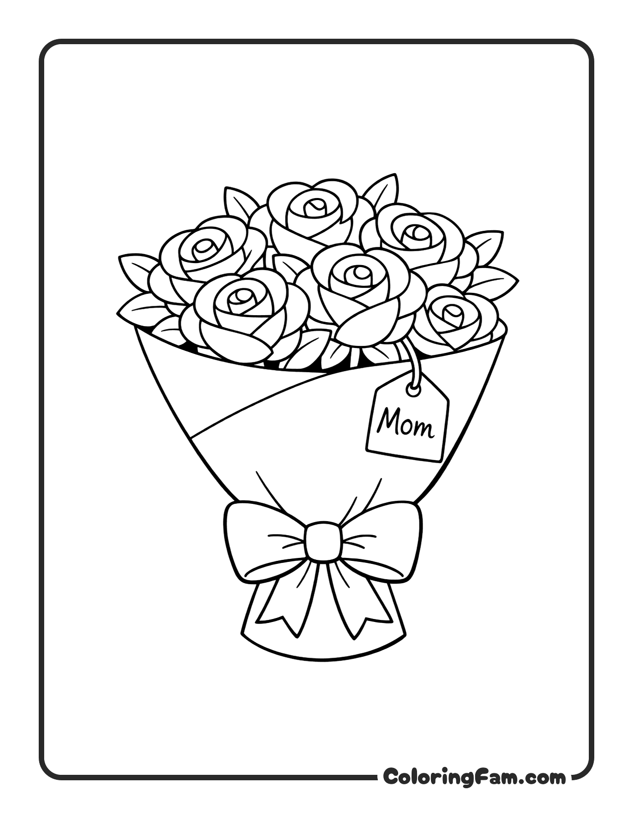 Rose Bouquet For Mom coloring page