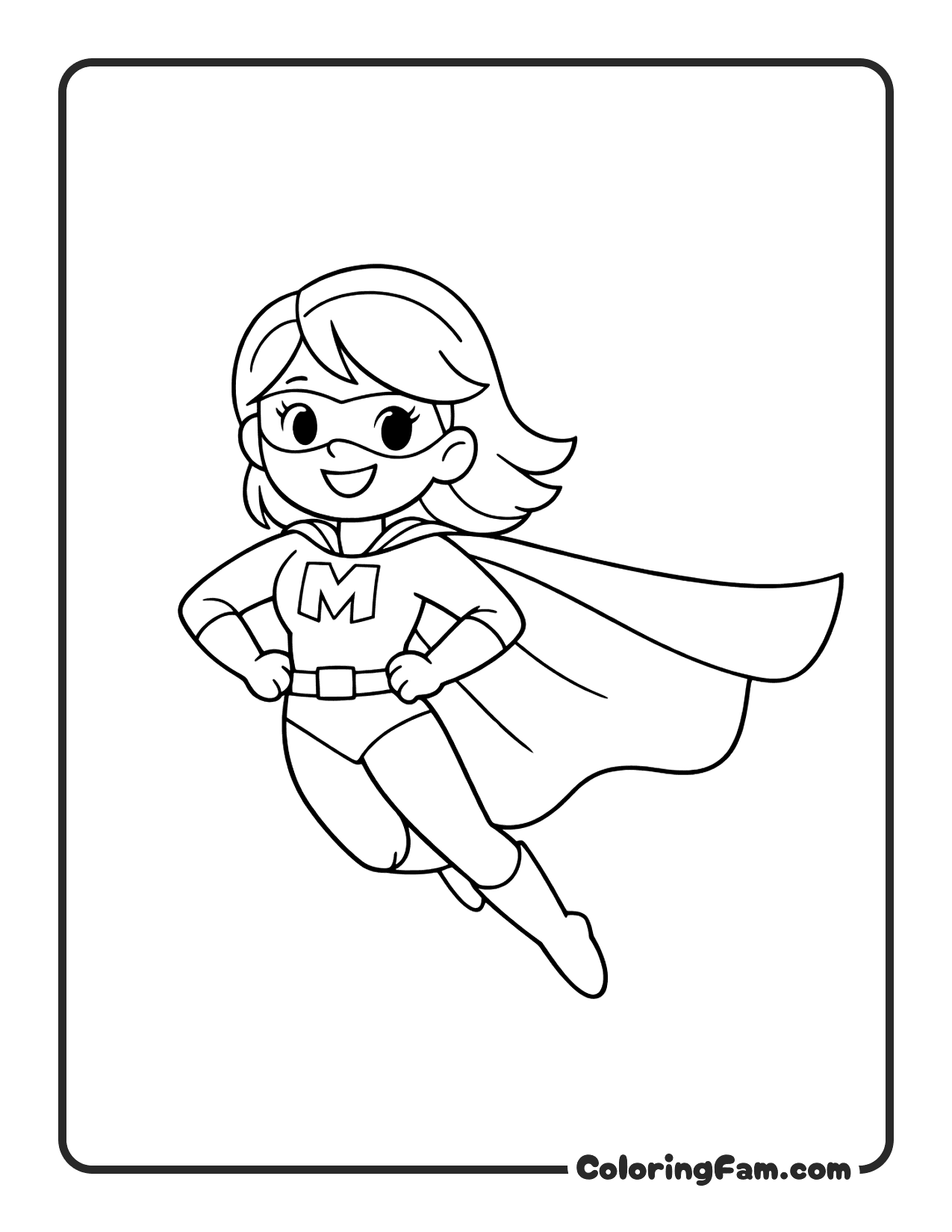 Super Mom Wearing A Superhero Cape coloring page