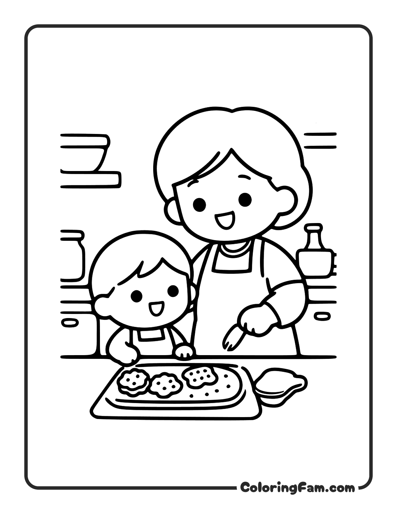 Grandma Baking Cookies With Grandchild 2 coloring page