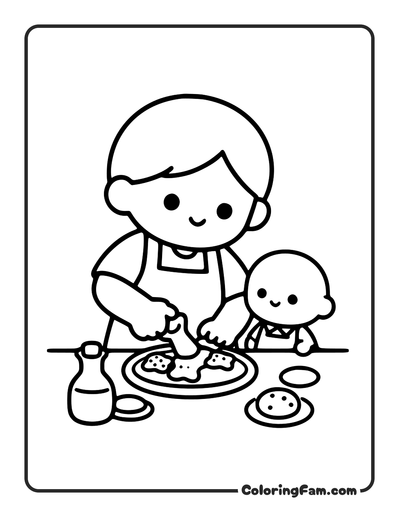 Grandma Baking Cookies With Grandchild 4 coloring page