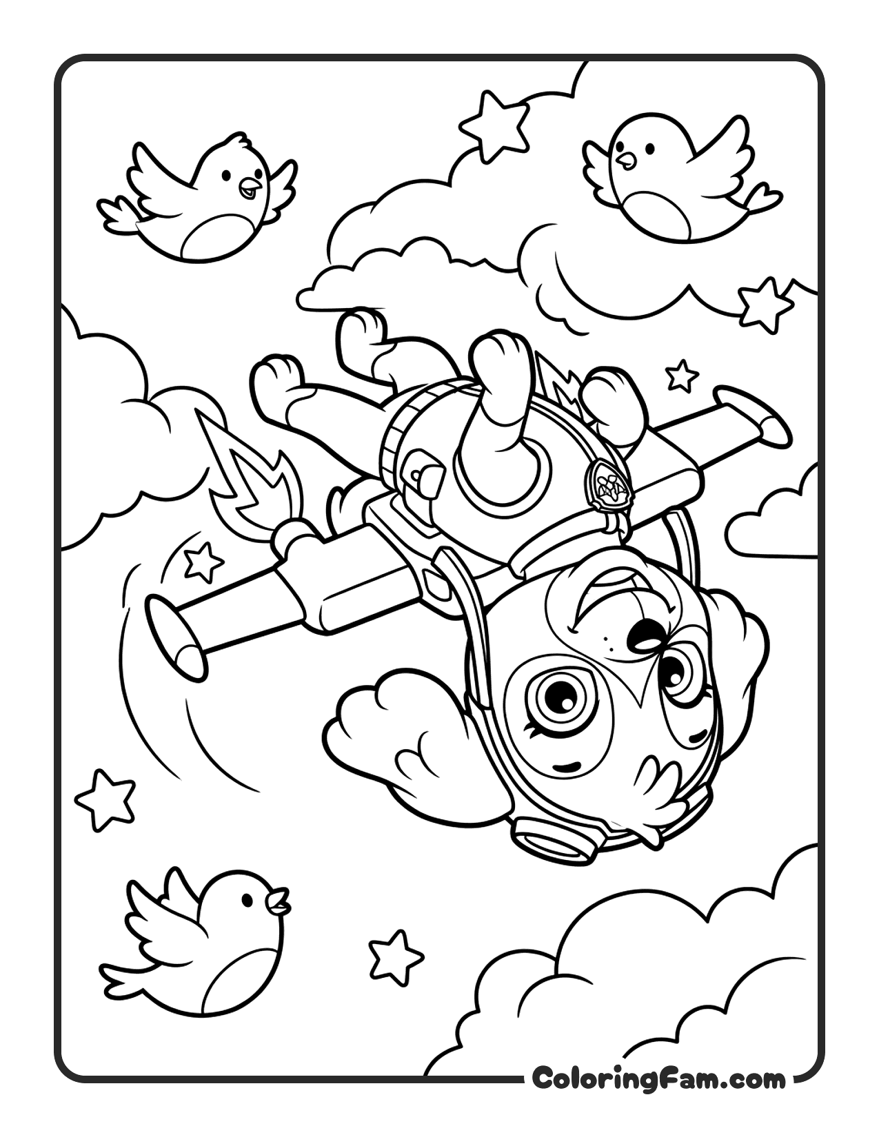 Skye Doing A Backflip In The Sky With Her Jet coloring page
