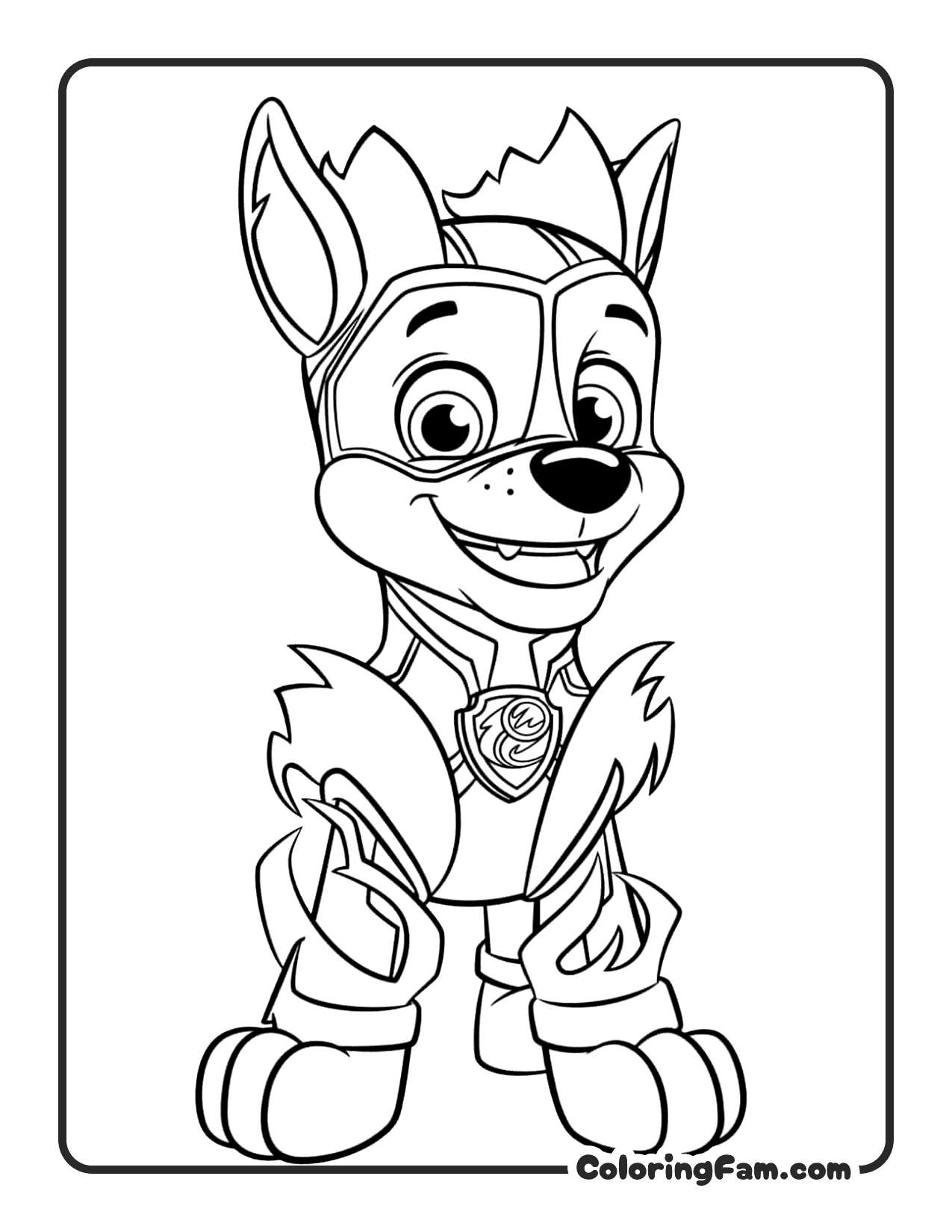 Chase Mighty Pup Flame Paws coloring page