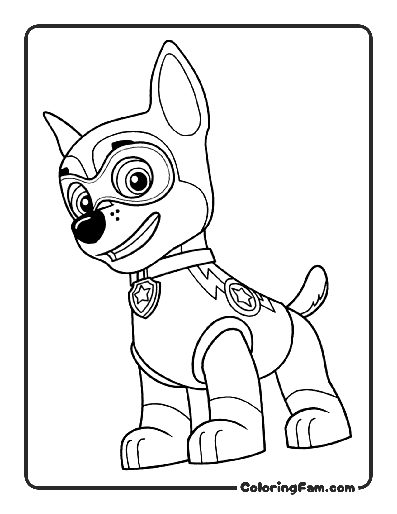 Chase Mighty Pup Sitting coloring page