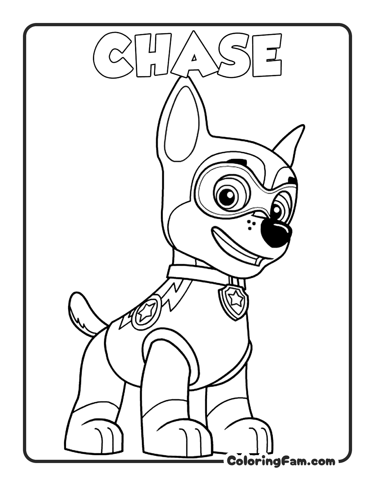 Chase Mighty Pup Standing coloring page