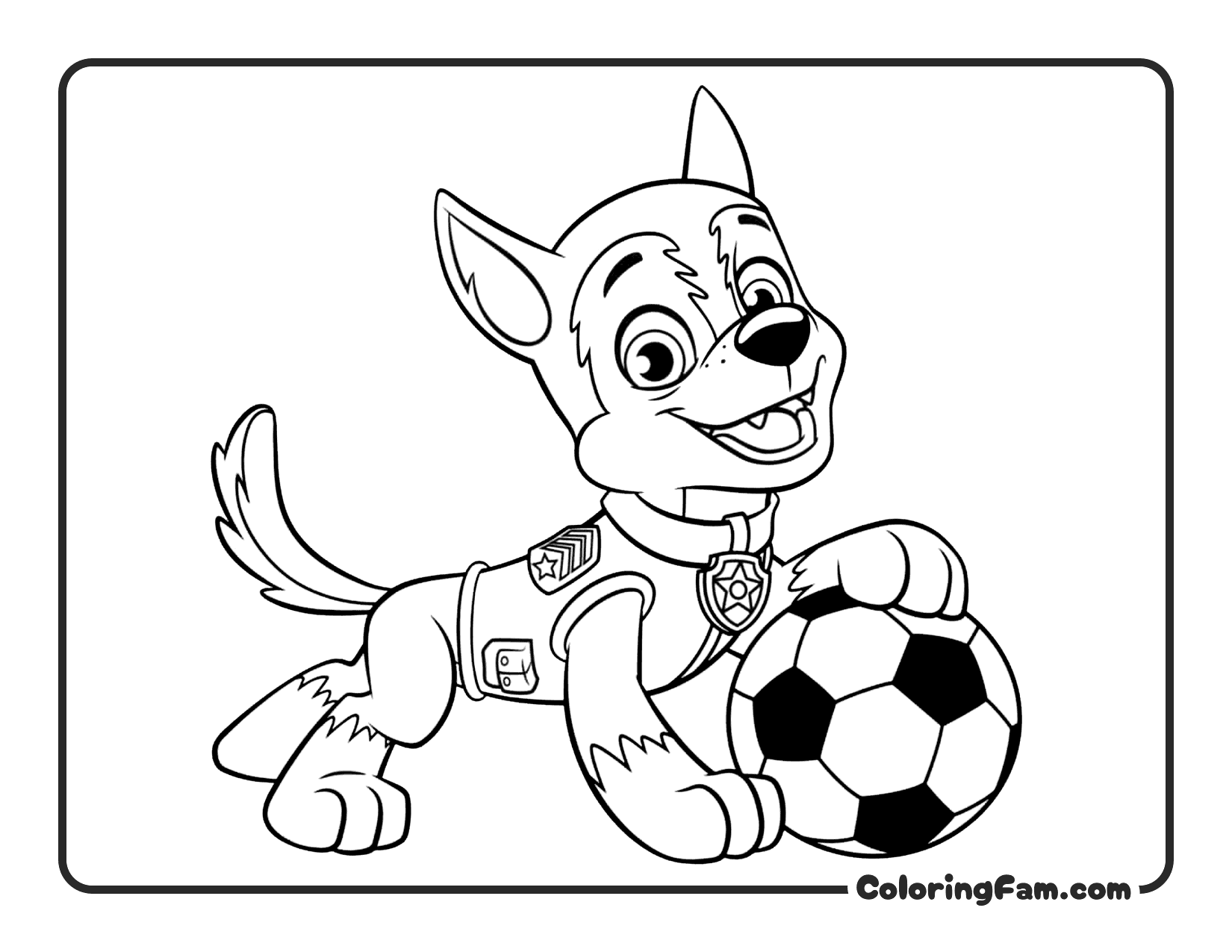 Chase Playing Soccer Ball coloring page