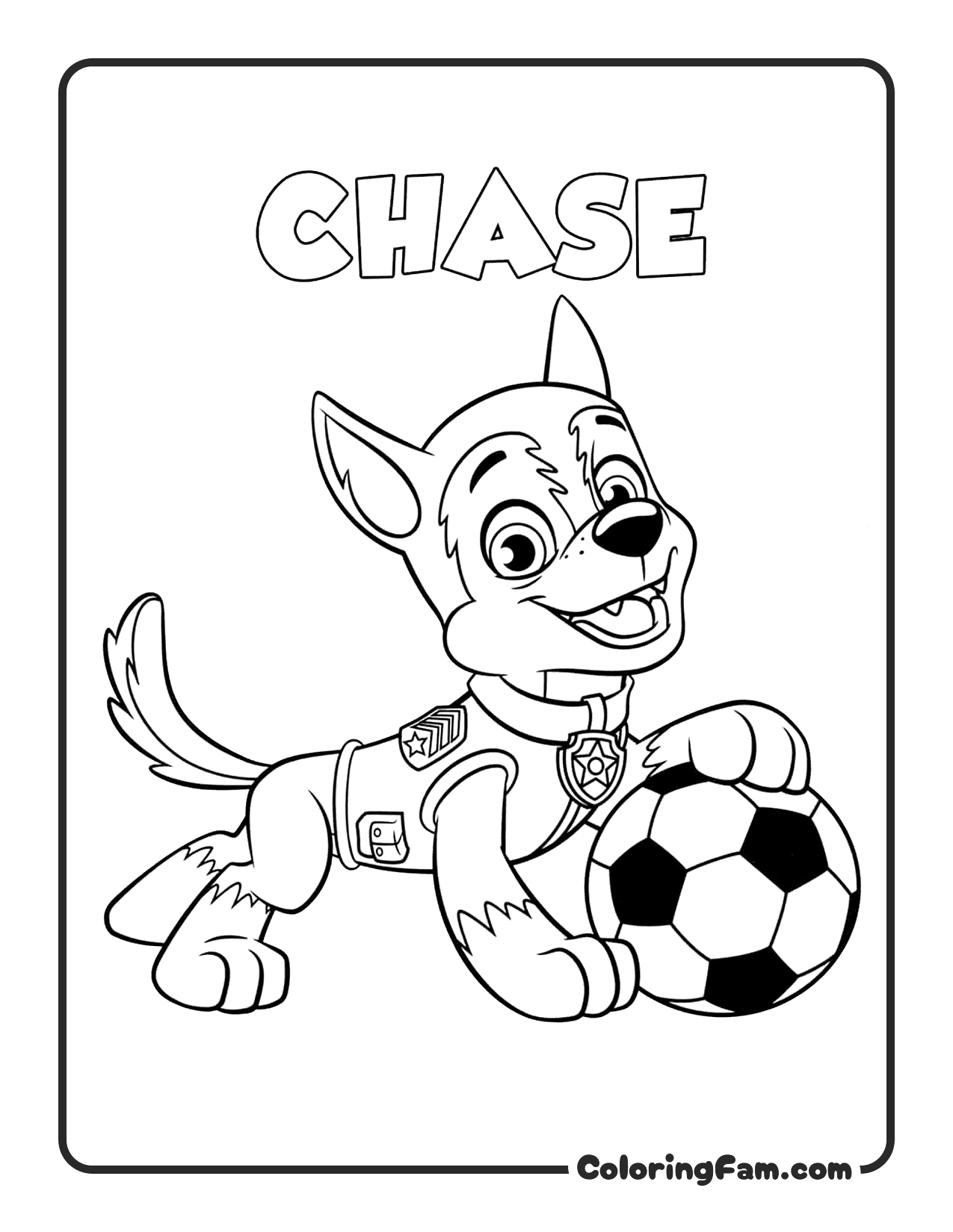 Chase Playing Soccer coloring page
