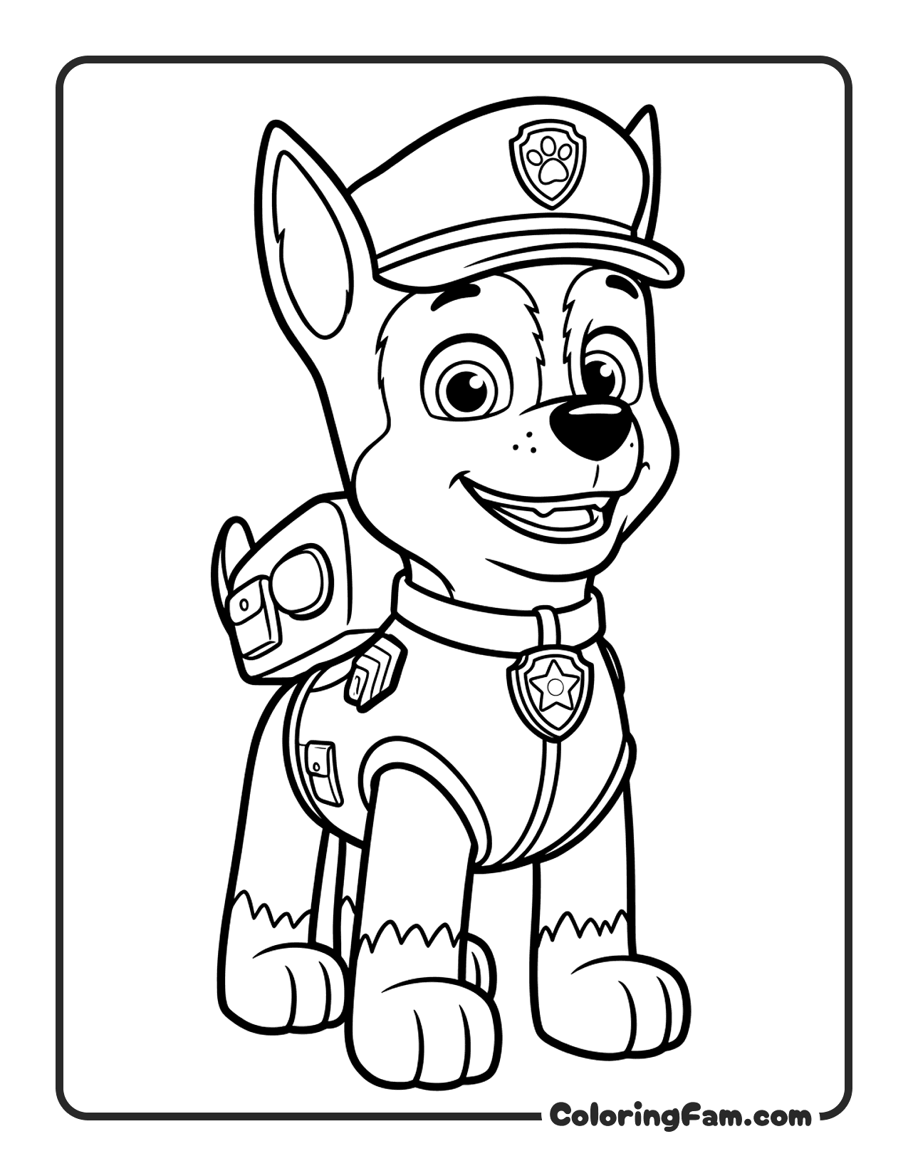Chase Standing Wearing Uniform coloring page