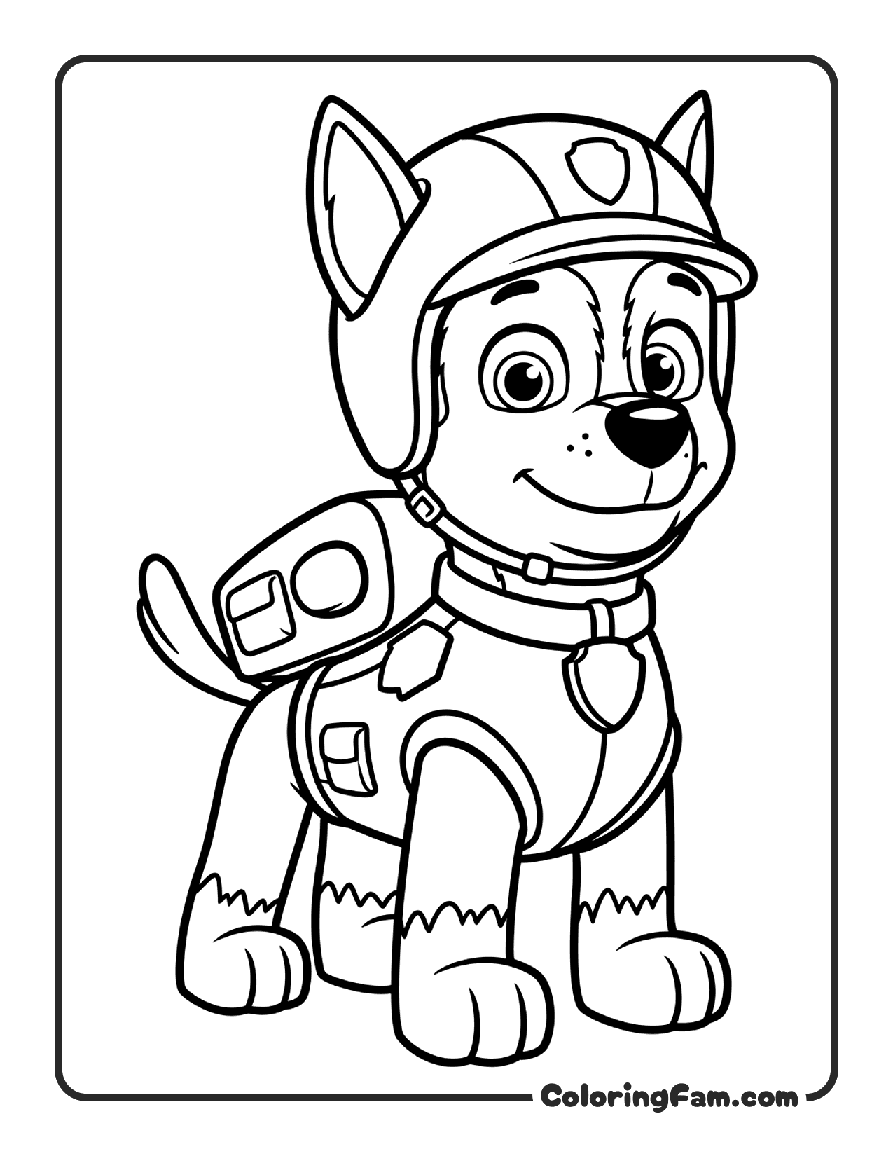 Chase Wearing Helmet coloring page