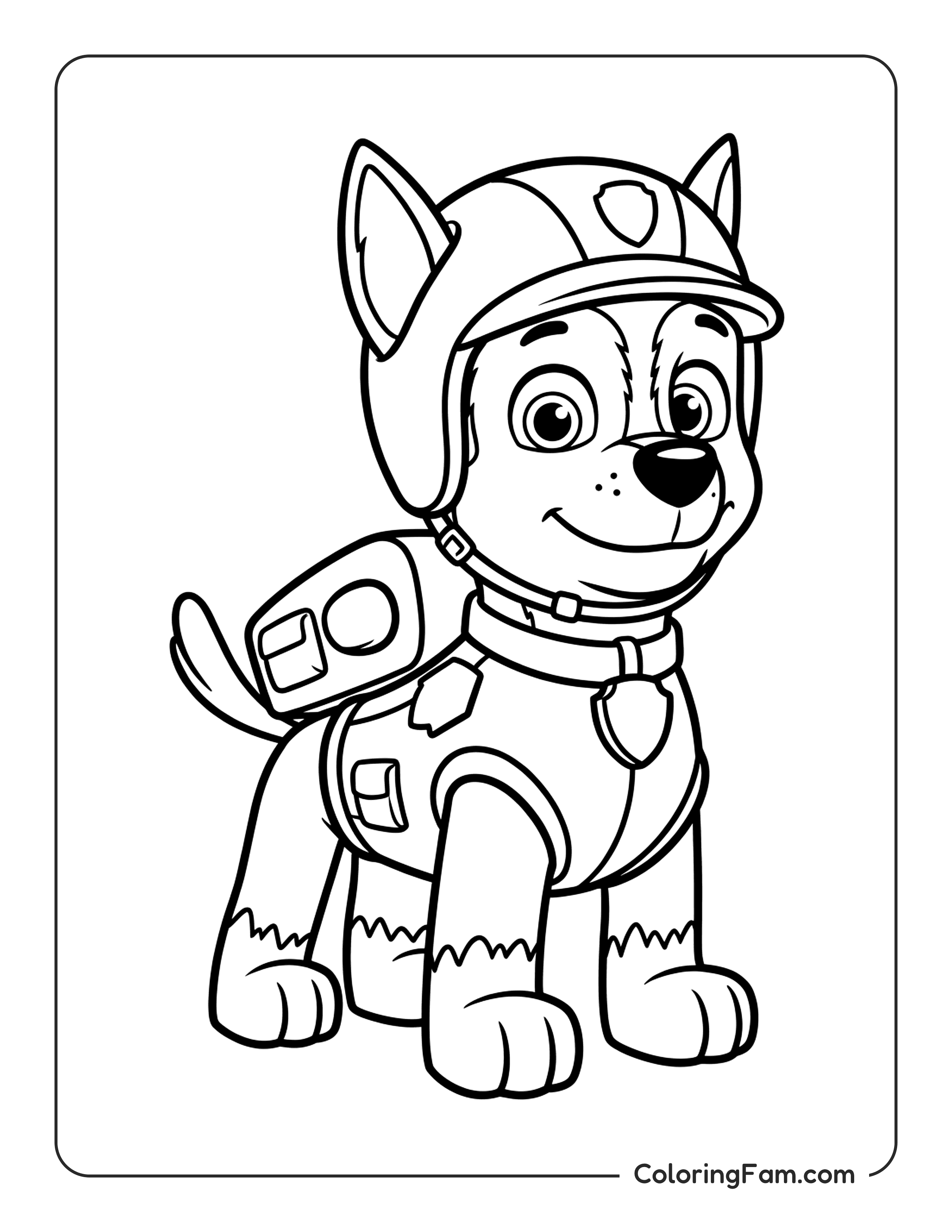 Chase Wearing Helmet coloring page