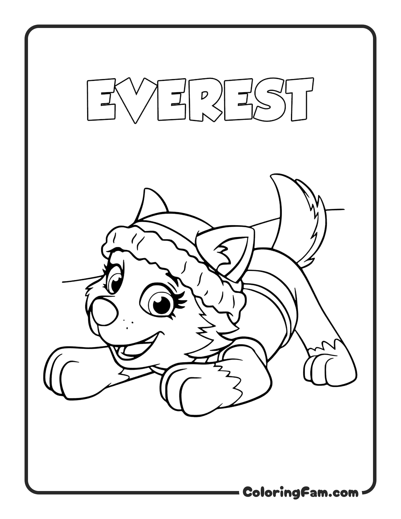 Everest Playful Lying Down coloring page