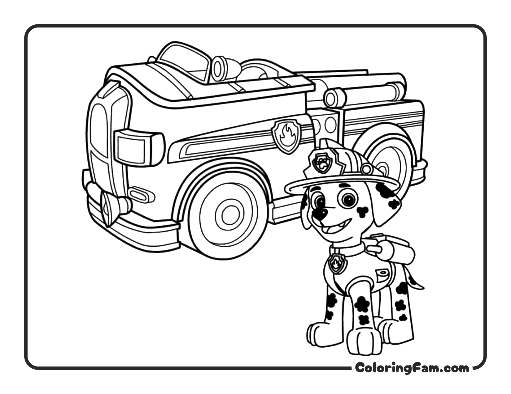 Marshall Fire Truck Scene coloring page
