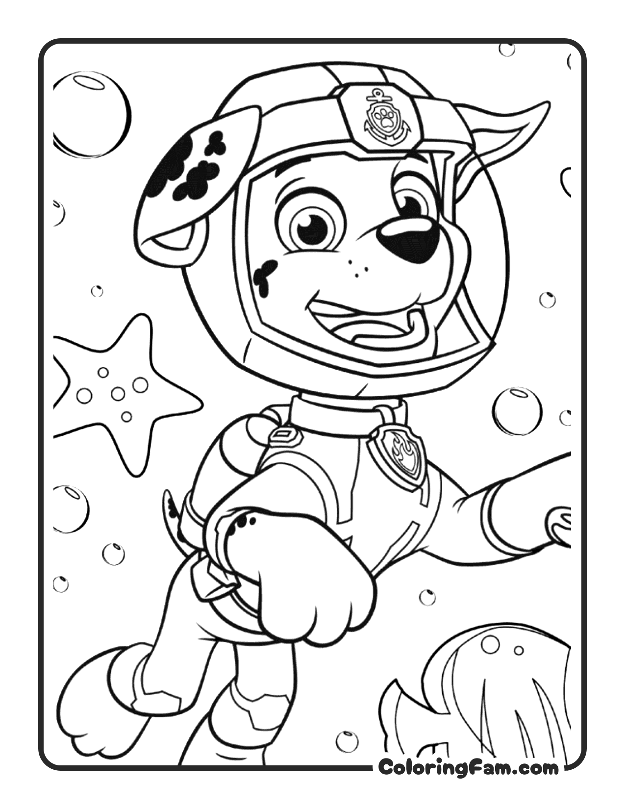 Marshall Standing Fire Helmet coloring page