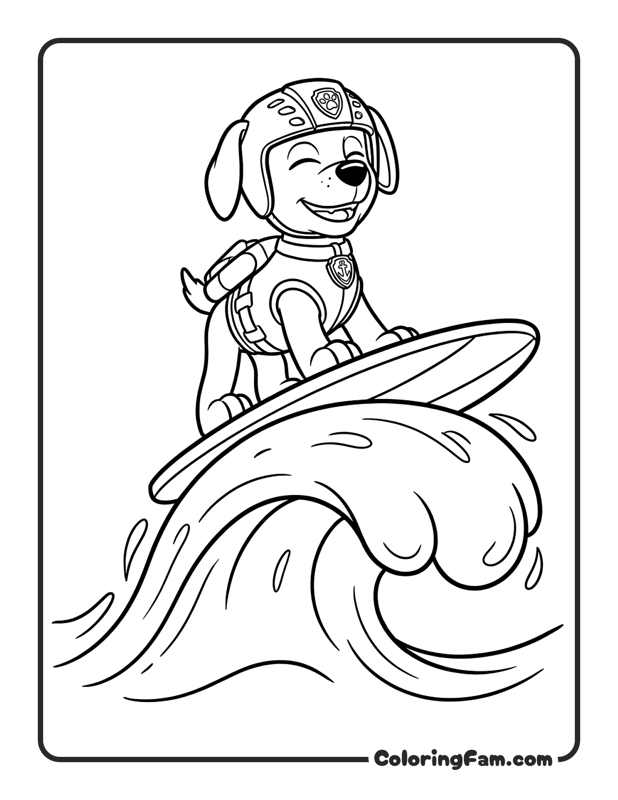 Marshall Surfing Wave coloring page