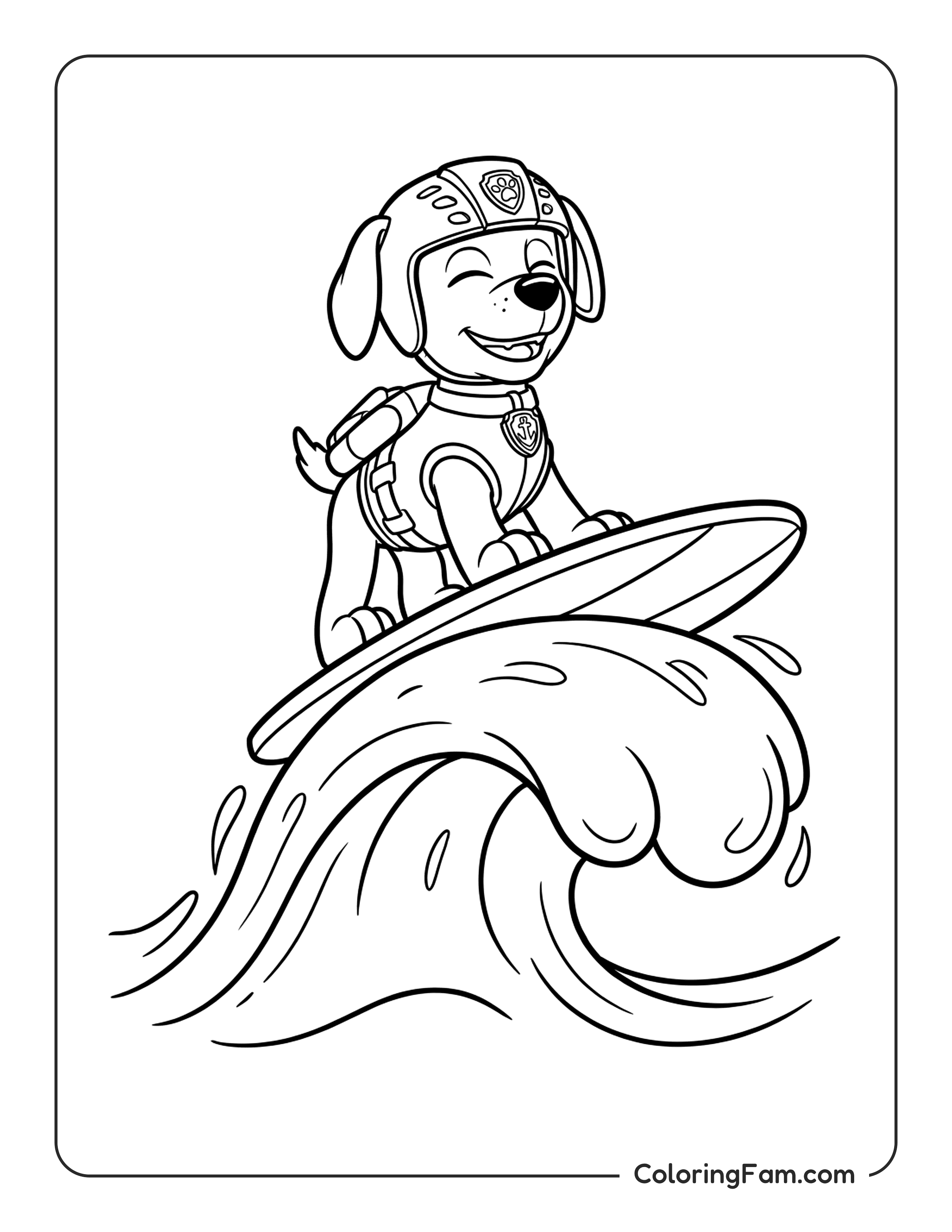 Marshall Surfing Wave coloring page